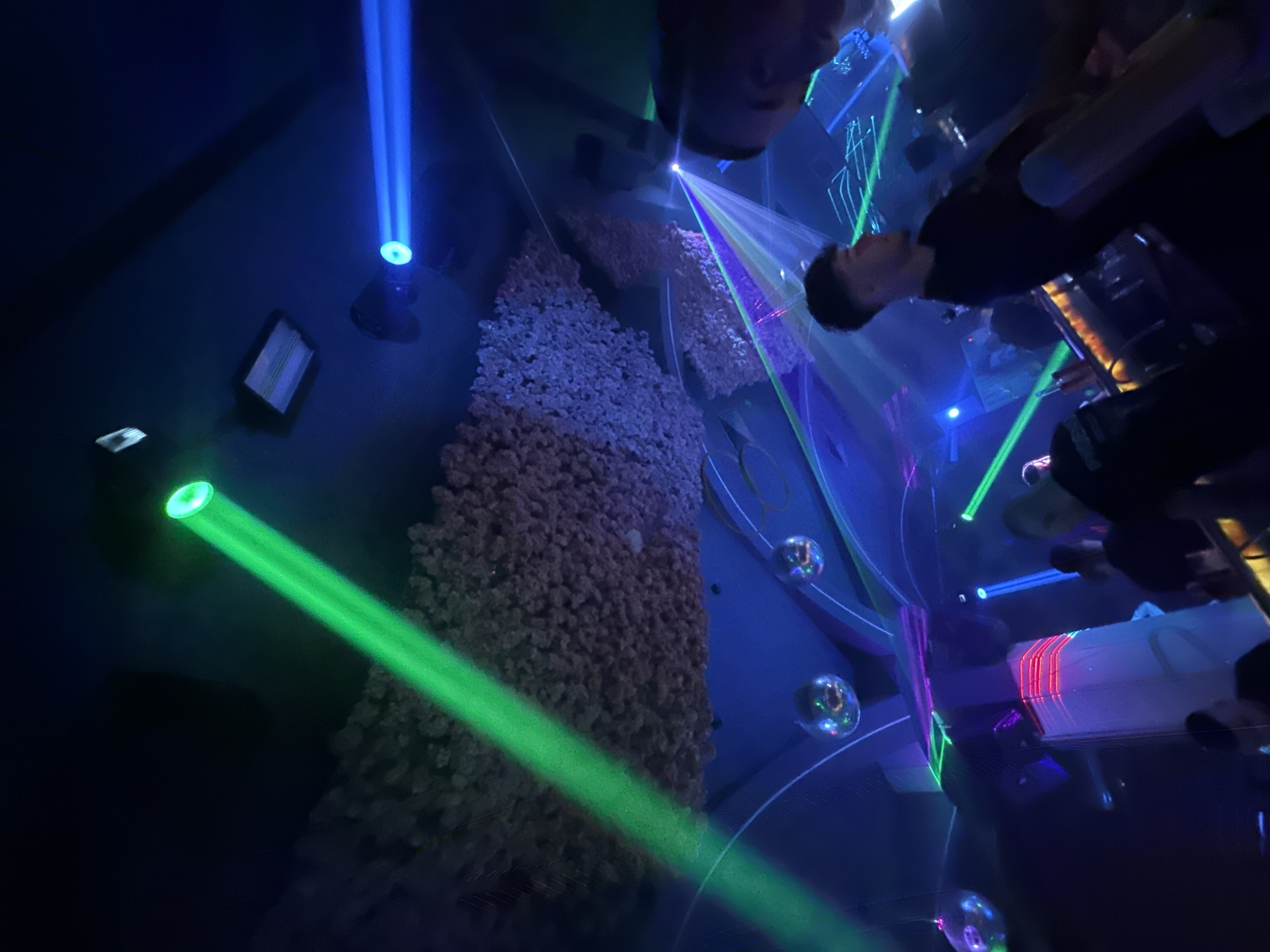 Nightclub scene captured in Sliven, Bulgaria with laser lighting