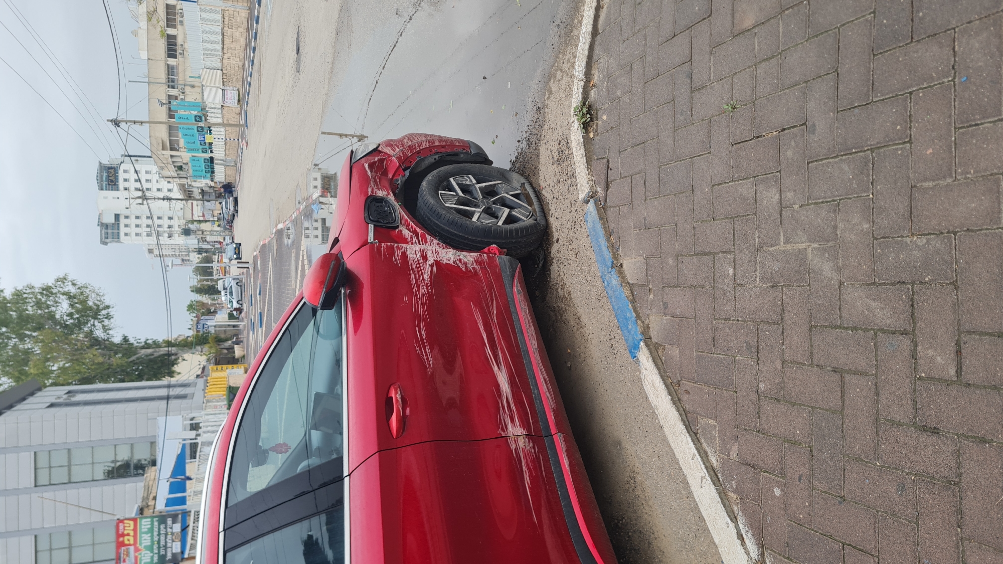 Vehicle accident scene documented in Nahariyya, Israel