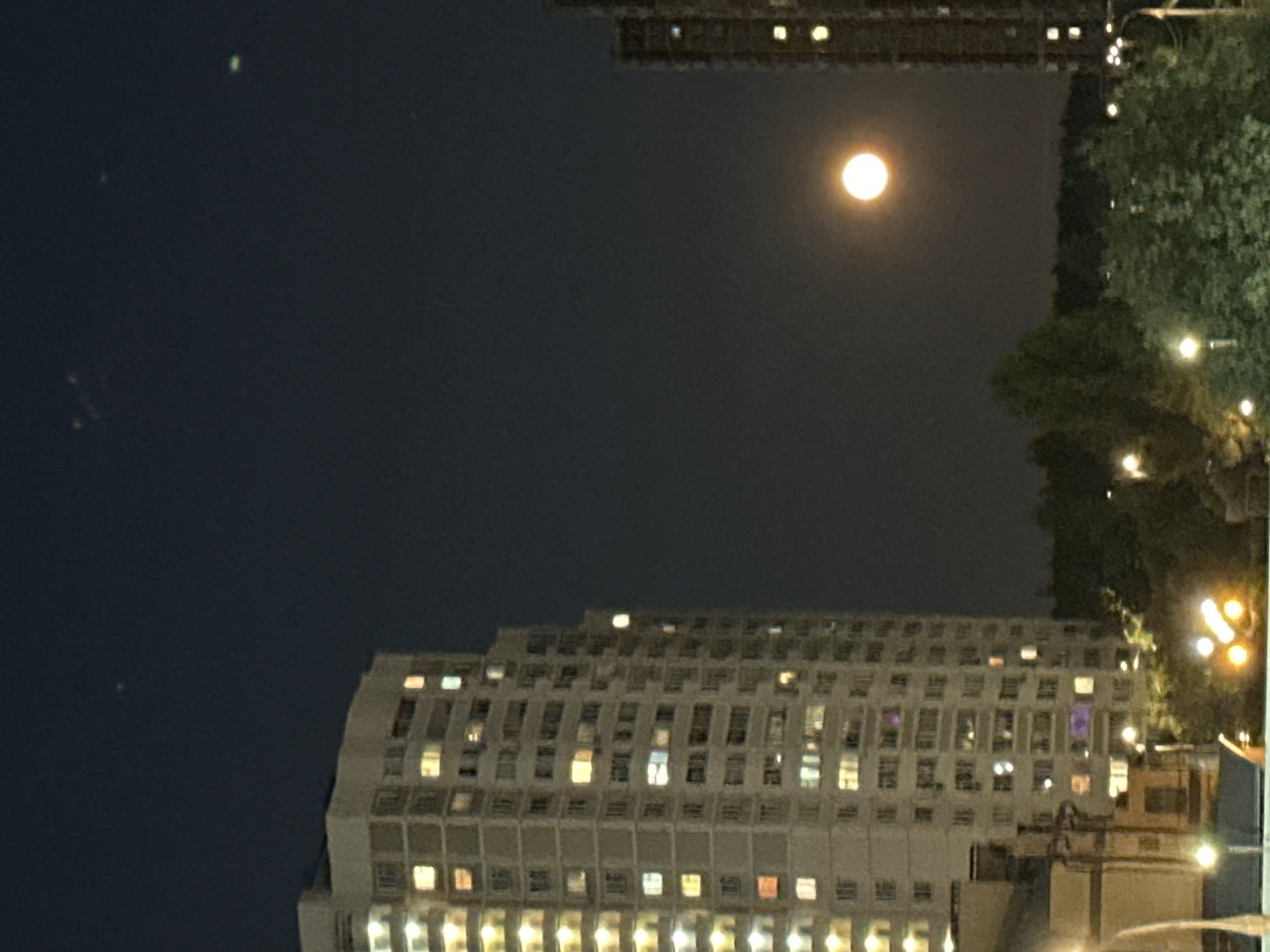 Summer night in a Podolsk residential neighborhood, full moon out