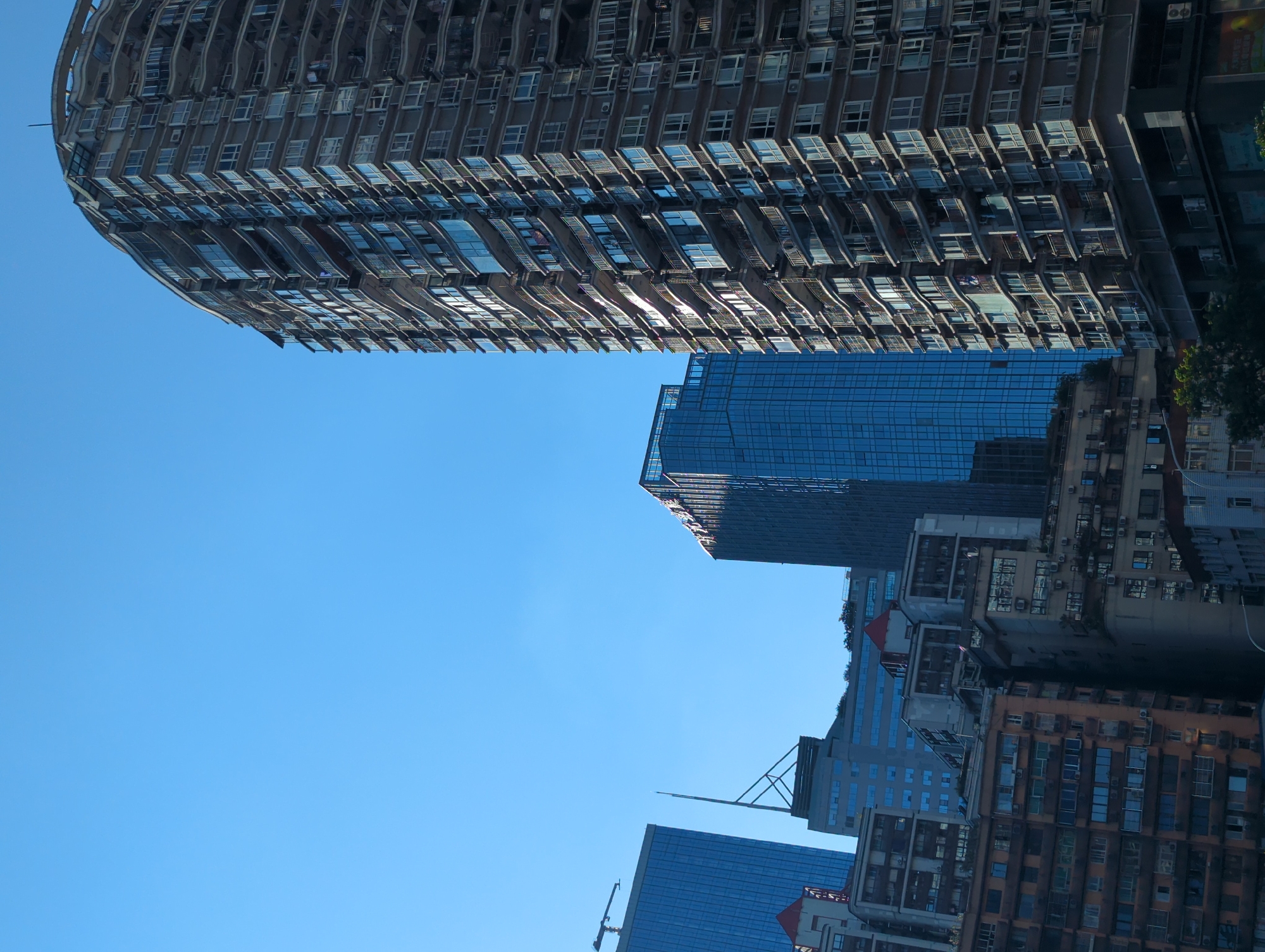 Yuzhong District streets and skyline on a clear summer morning