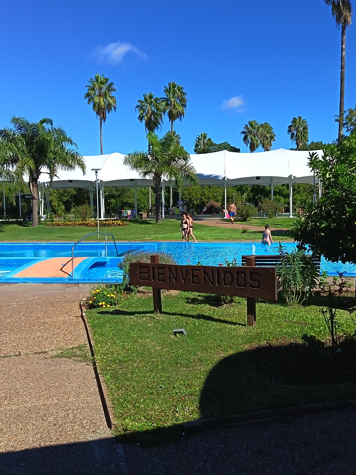 Visitor documents thermal resort scenes in Daymán, Uruguay
