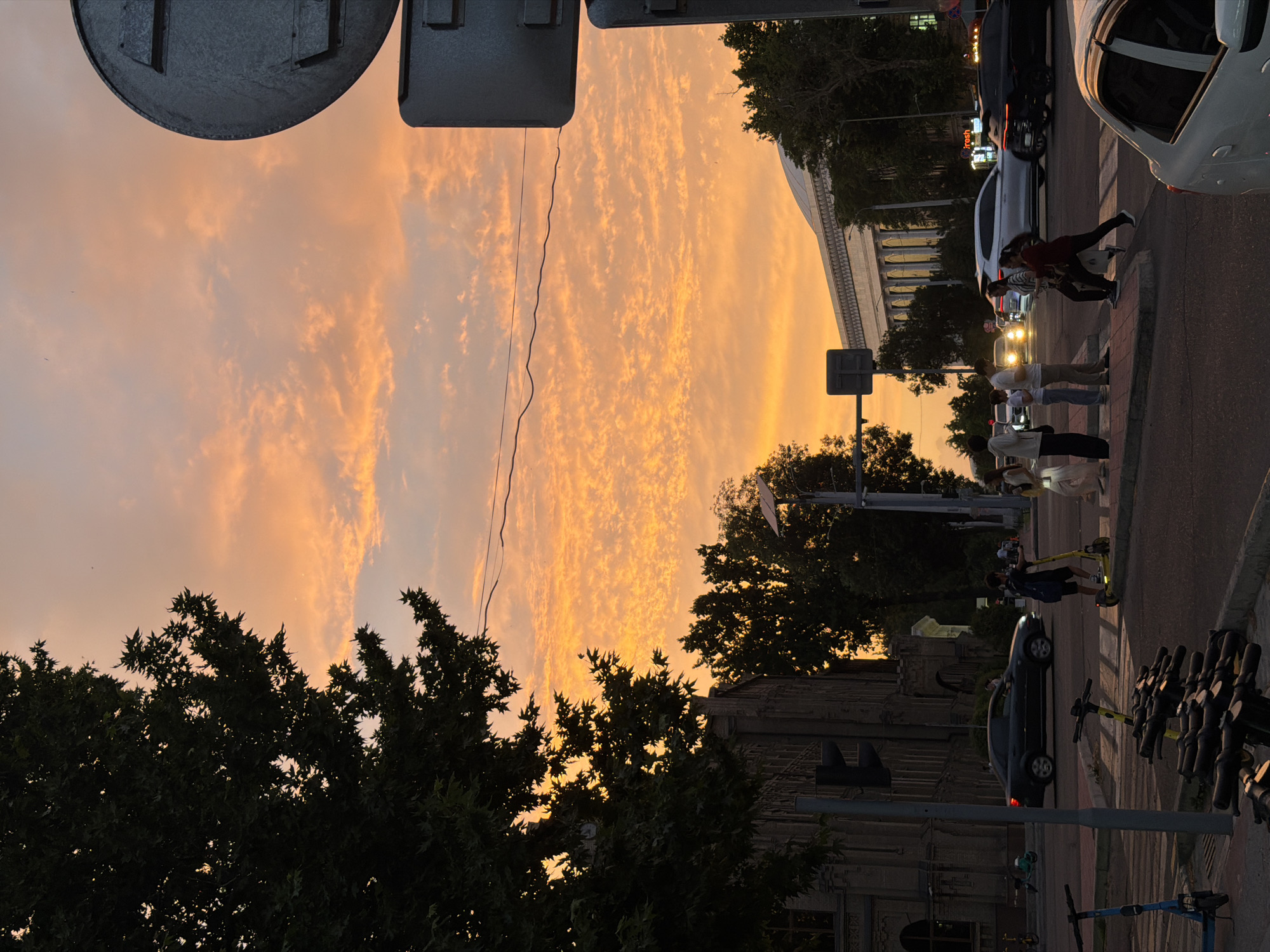 Dramatic sunset illuminates Tashkent streets with vibrant colors