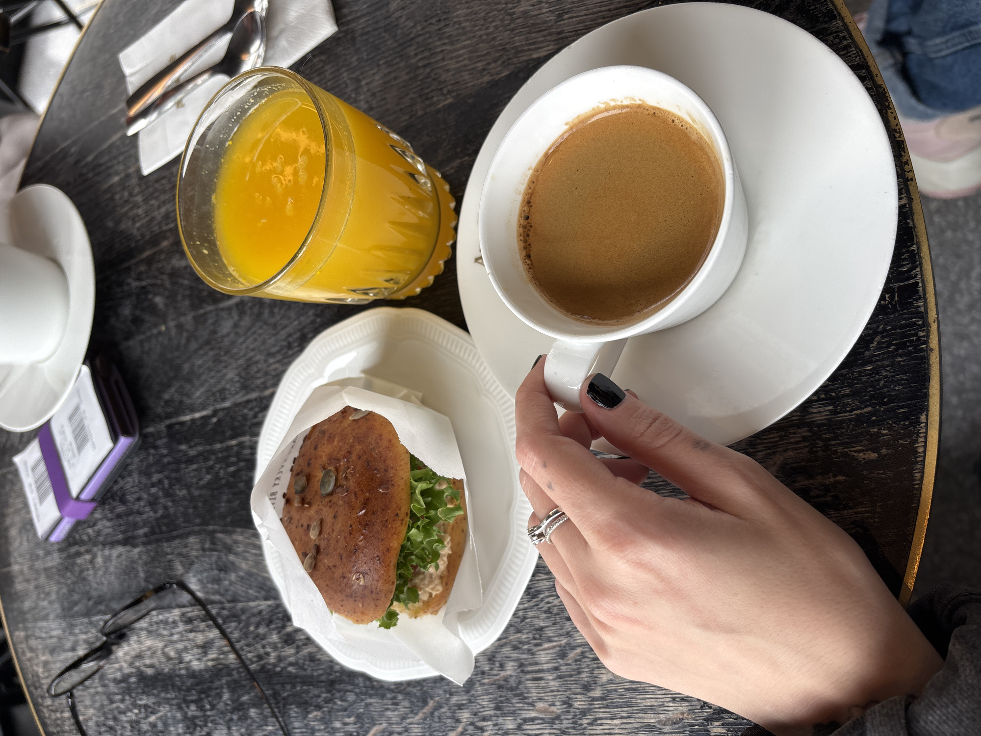 Morning cafe table setting captured in Tel Aviv