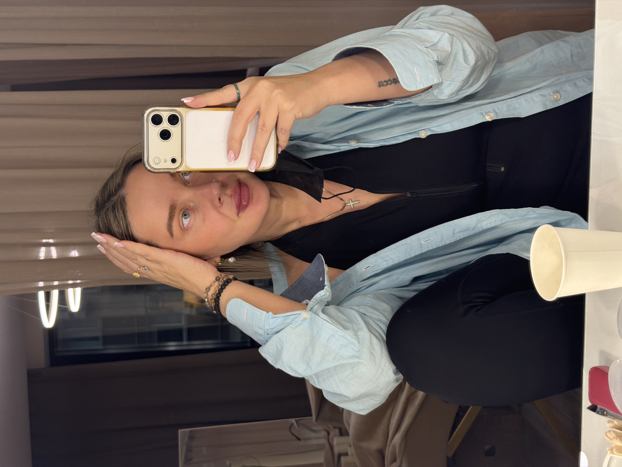 Woman takes mirror selfie in Moscow