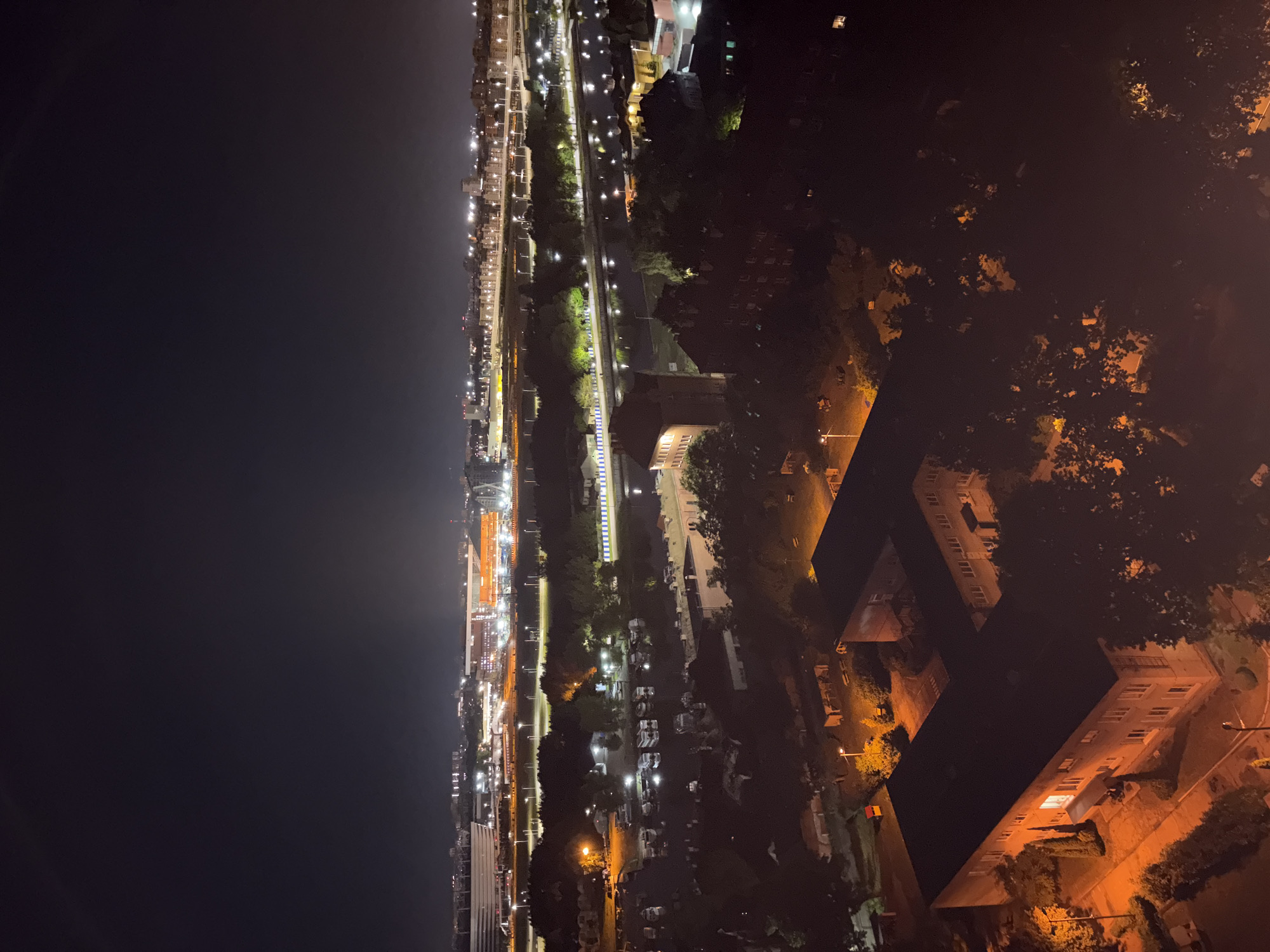 Nighttime panoramic views captured across Kaliningrad from elevated position
