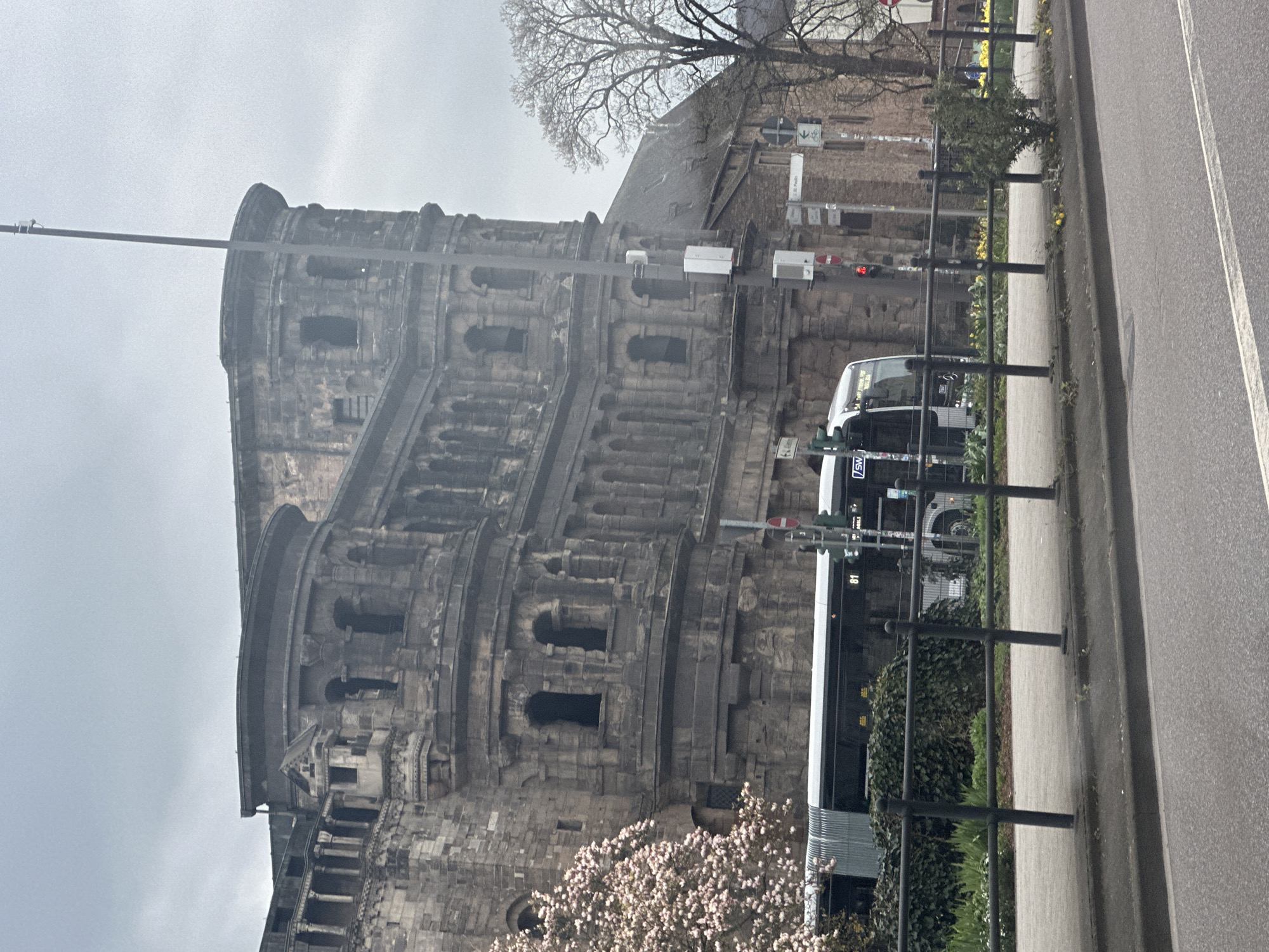 Spring afternoon street life documented at Trier's Porta Nigra