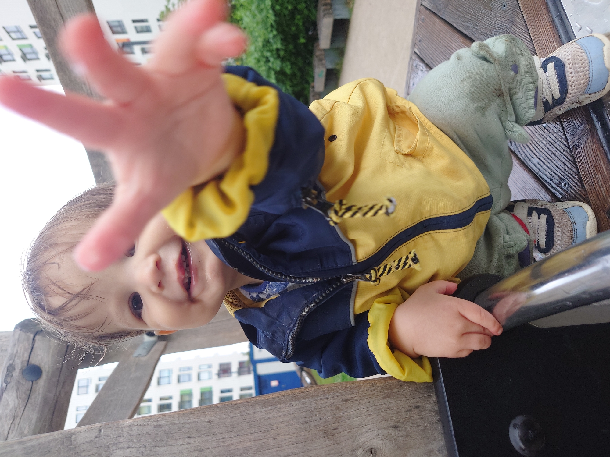 Playground session on a wet slide in Kommunarka, Russia
