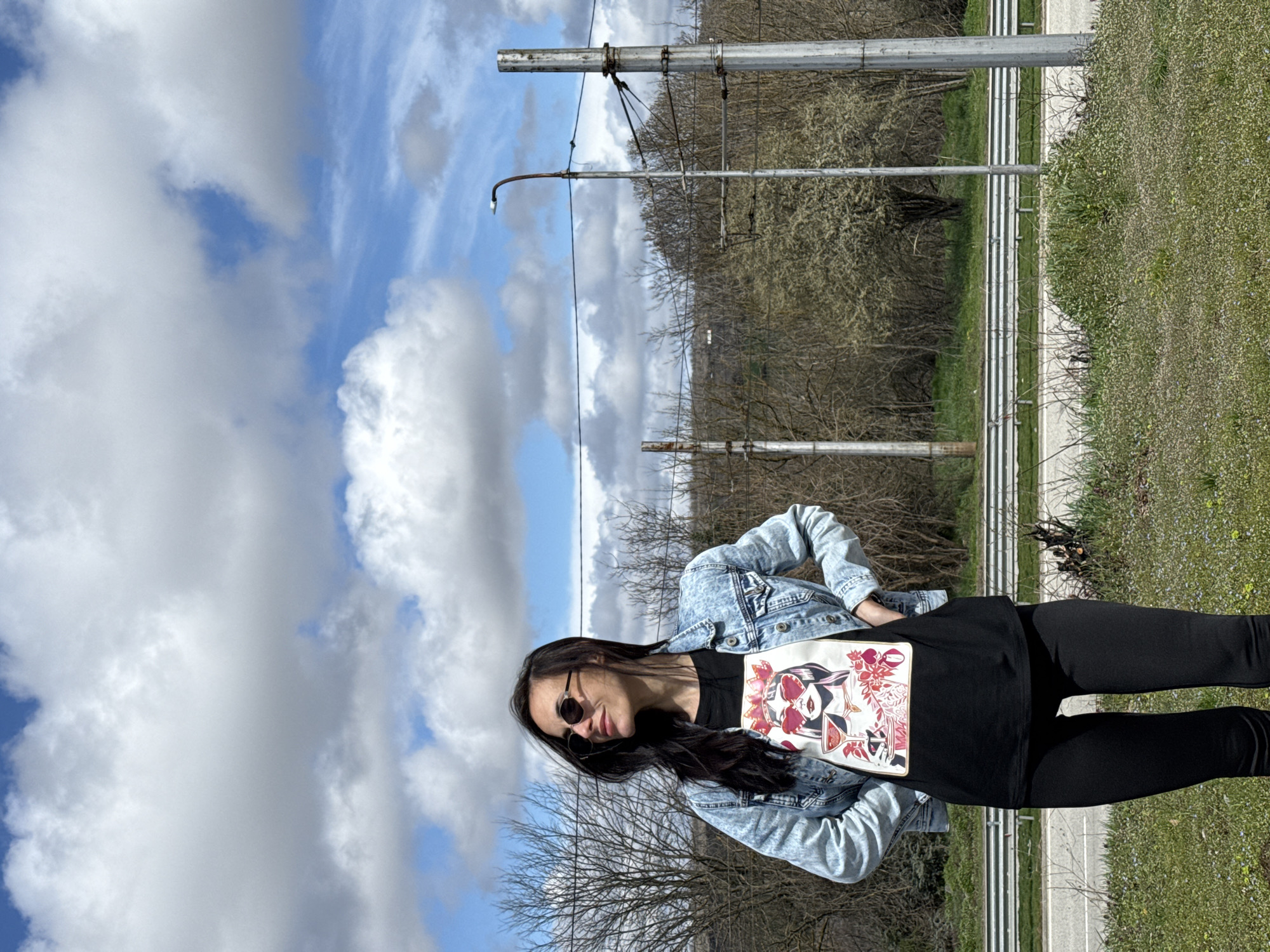 Woman photographed at tourist sites in Pleven, Bulgaria