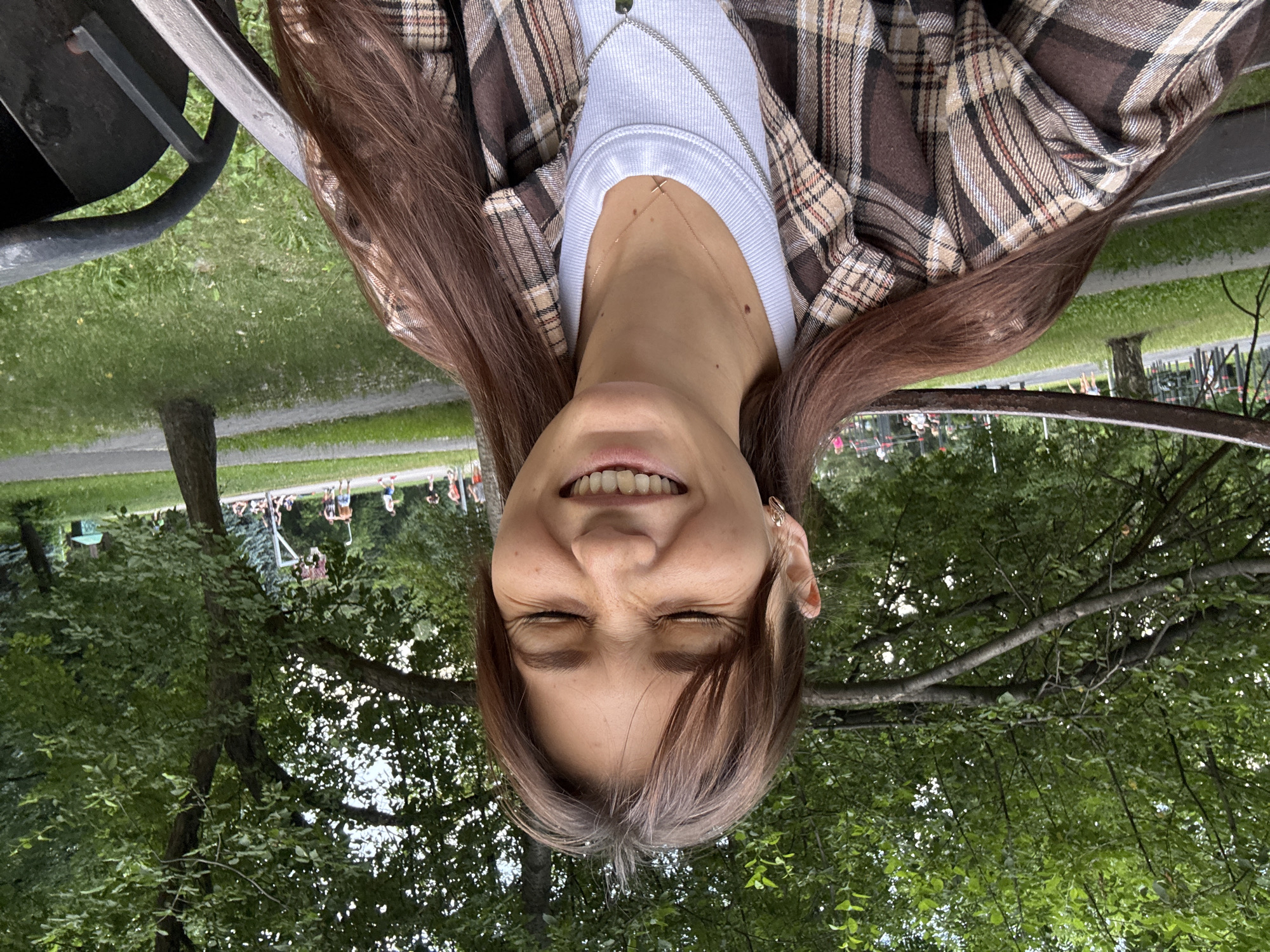 Selfie session on a park bench in Novokuznetsk