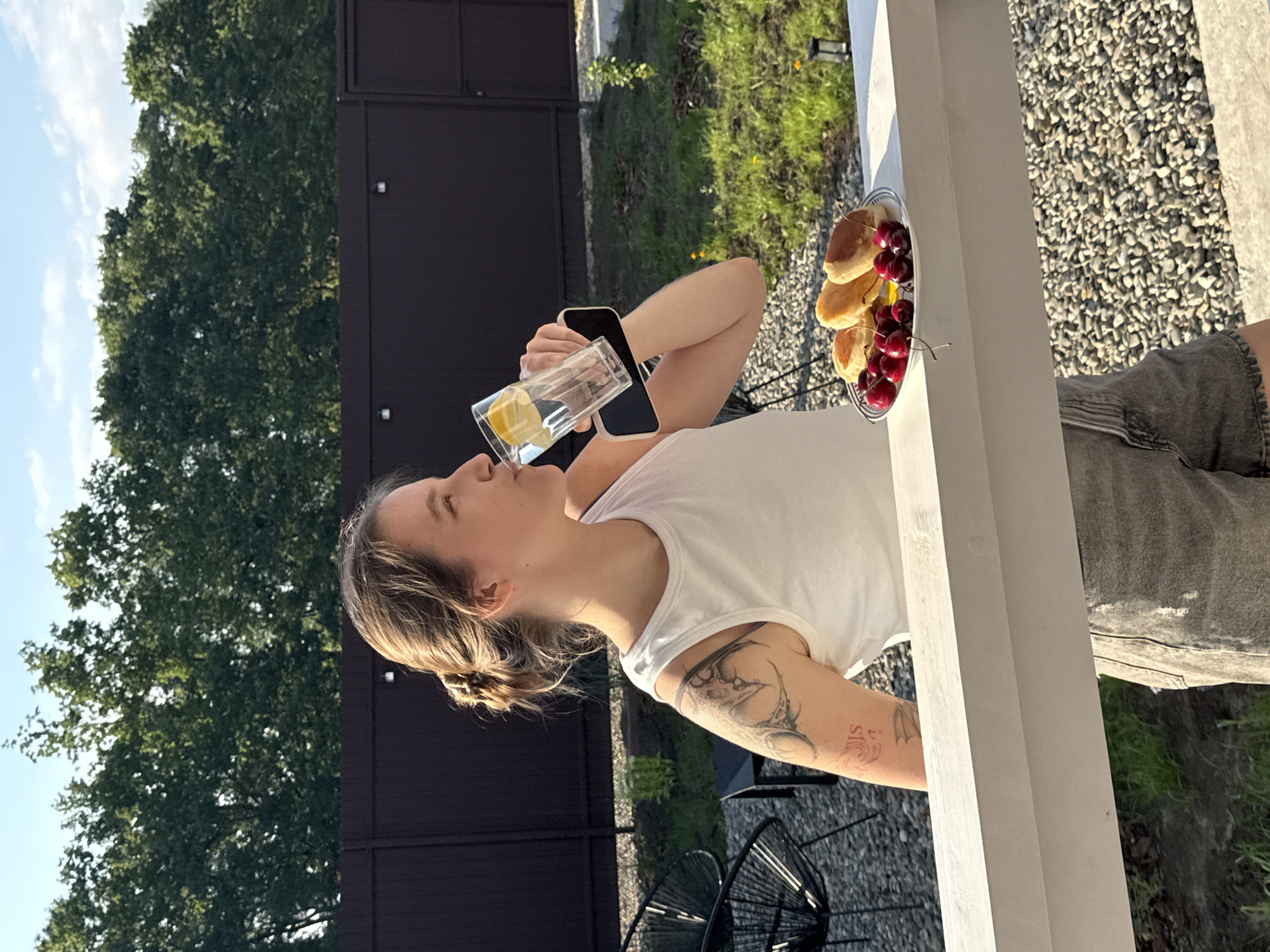 Summer afternoon on a Russian porch: pancakes, cherries, and slow hours
