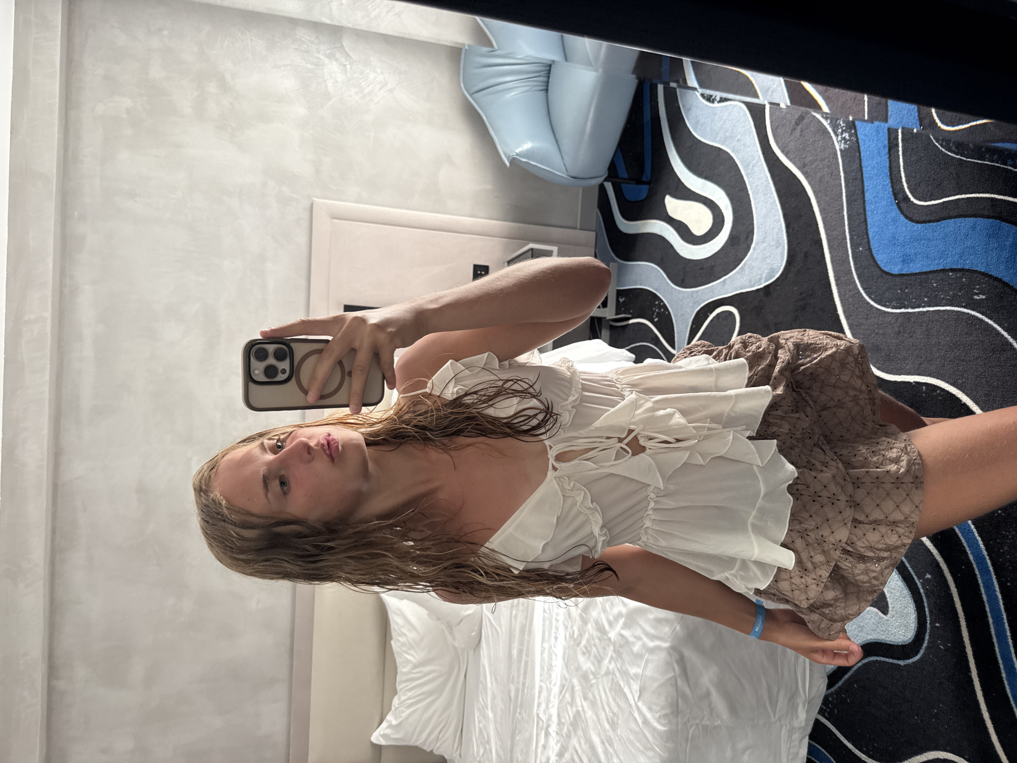 Hotel room mirror selfies in Orikum, Albania