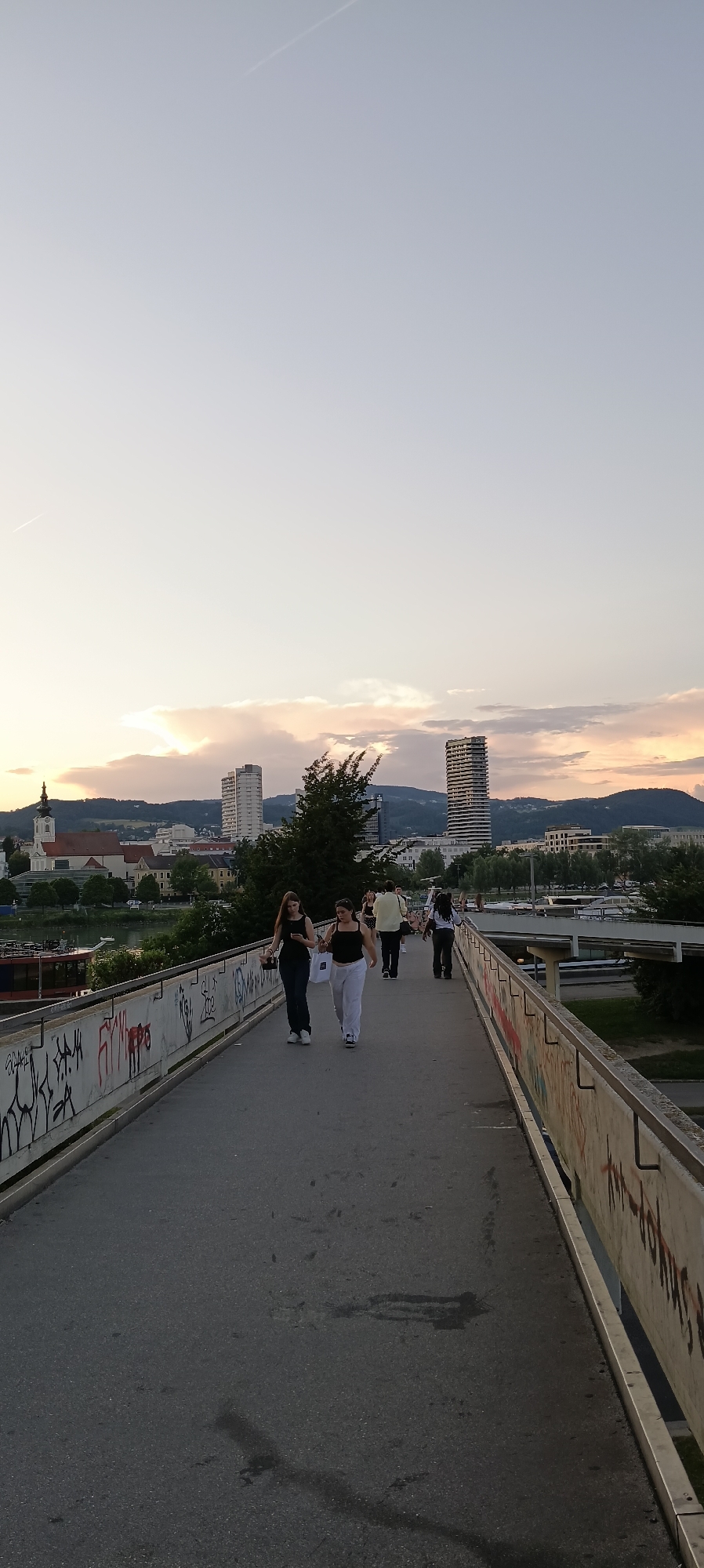 Linz Hauptplatz on a summer evening, trams and all