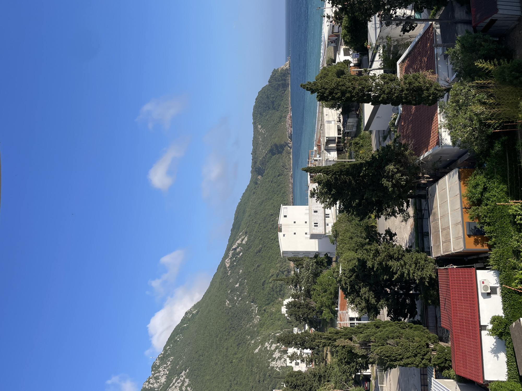 Elevated view captured of Čanj Montenegro coastline and mountains