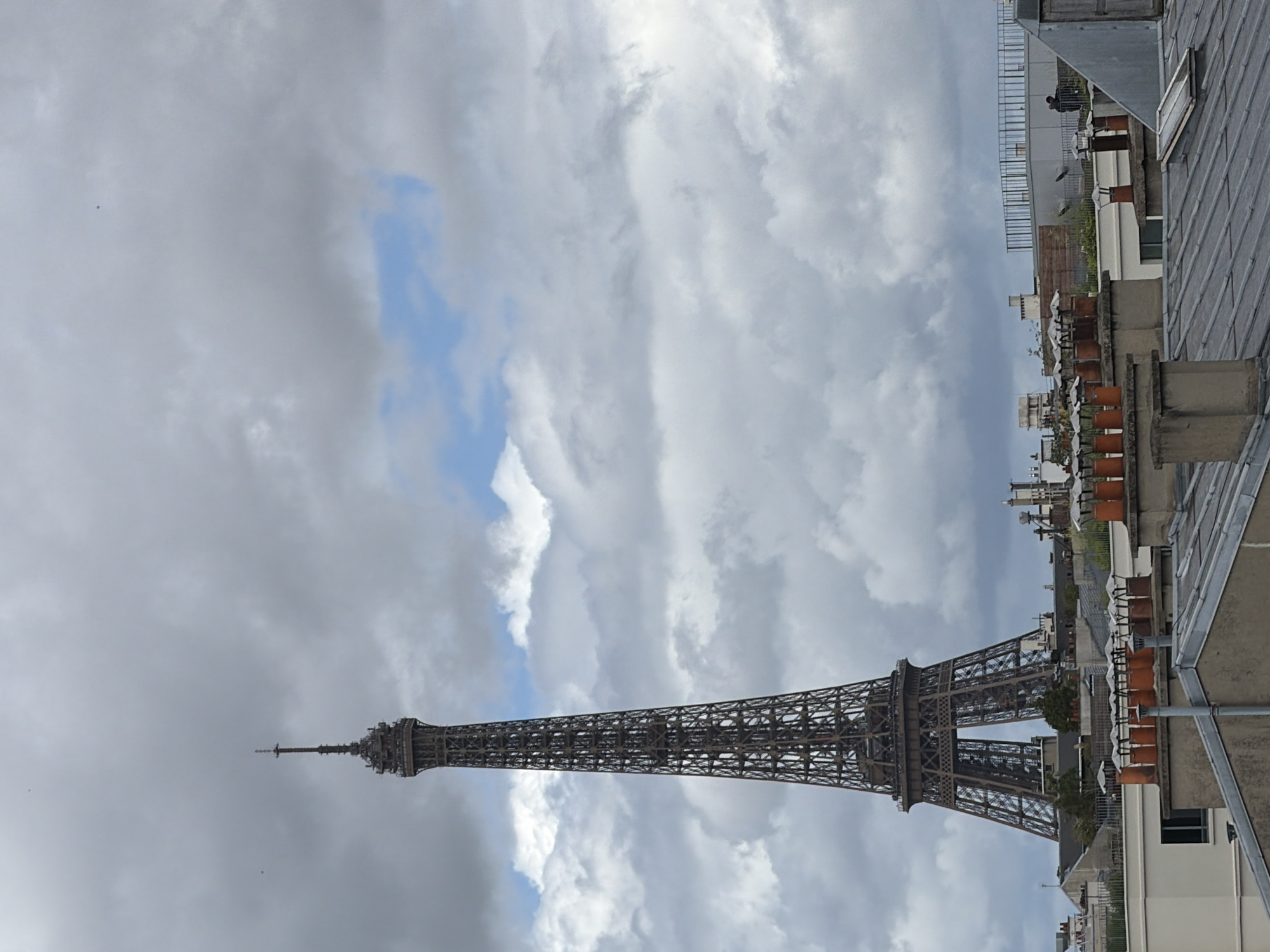 Tourist captures Paris landmarks and street dog during morning visit