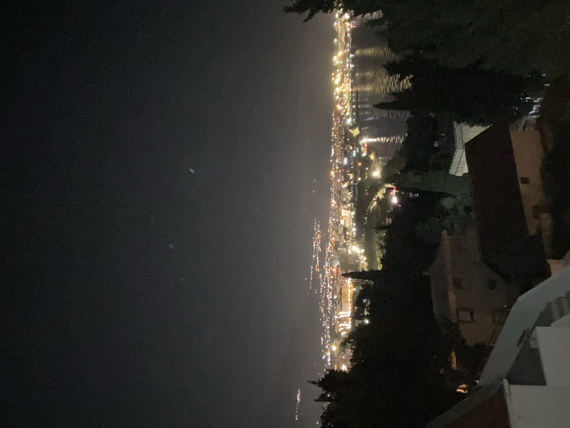 Evening balcony moment captured in illuminated Šušanj, Montenegro