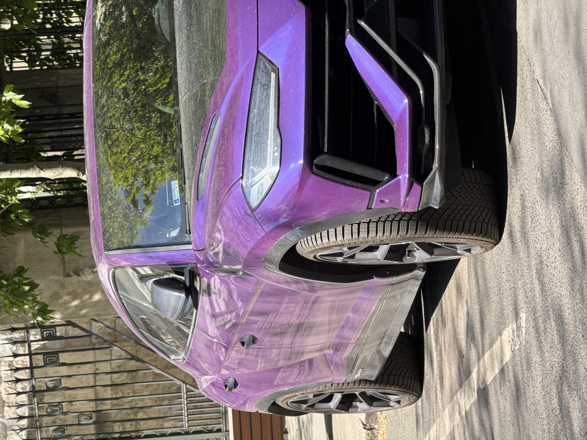 Purple Lamborghini Urus spotted parked in Budapest