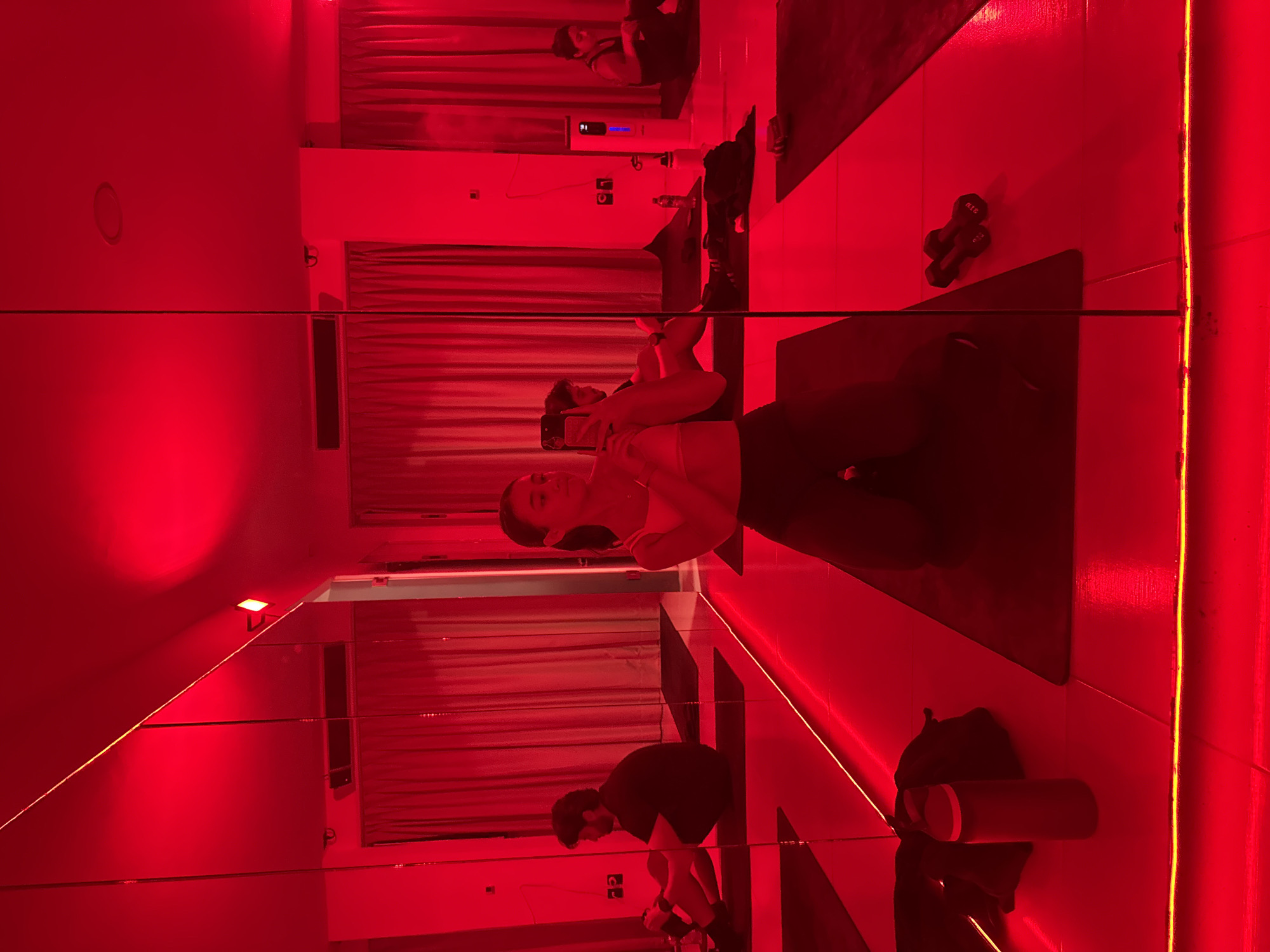 Early morning hot yoga session documented in Puebla gym