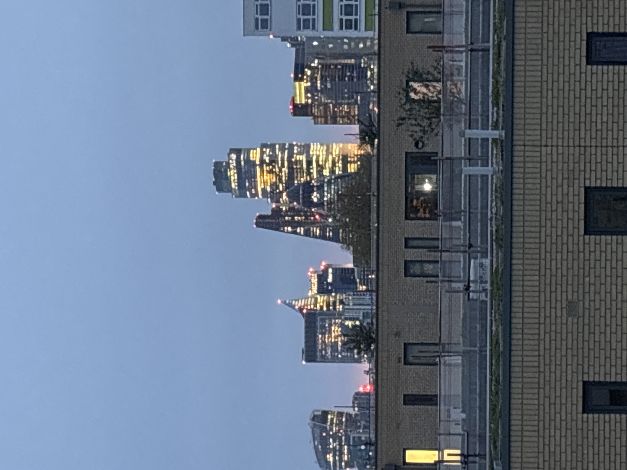 London sunset captured over skyline and construction site