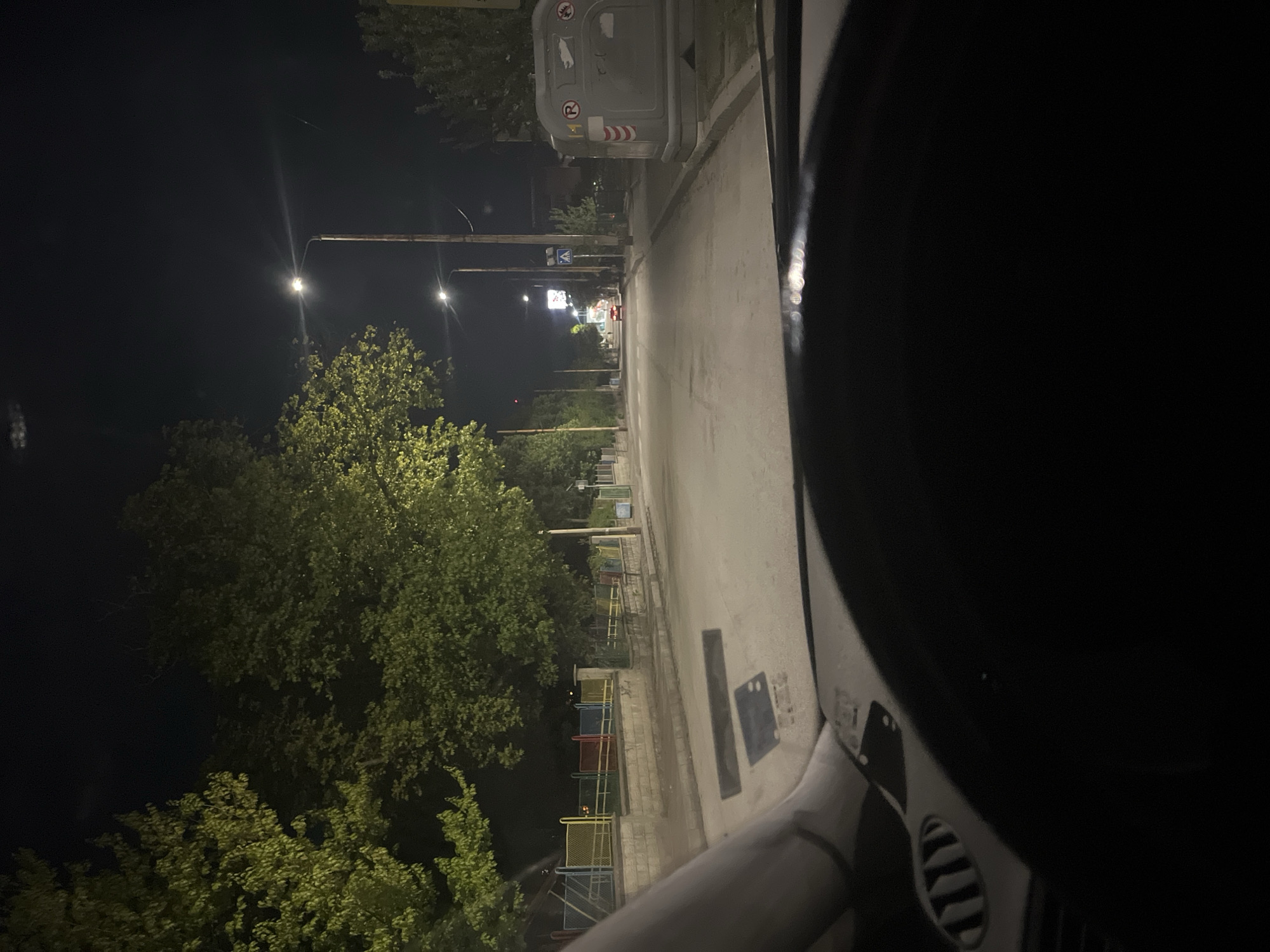 Nighttime street view captured in Veliko Tarnovo, Bulgaria