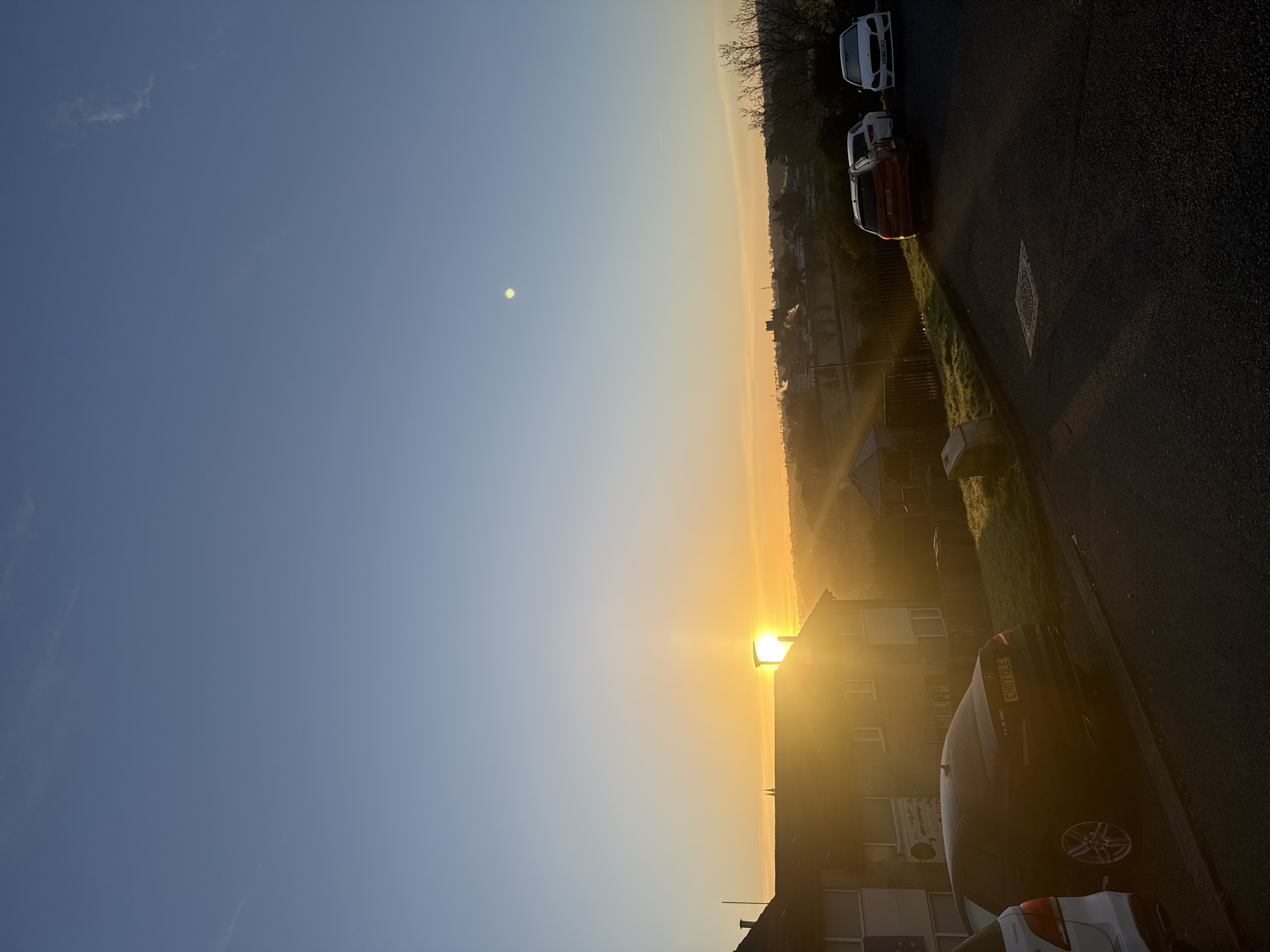 Golden sunrise illuminates Armagh street scene
