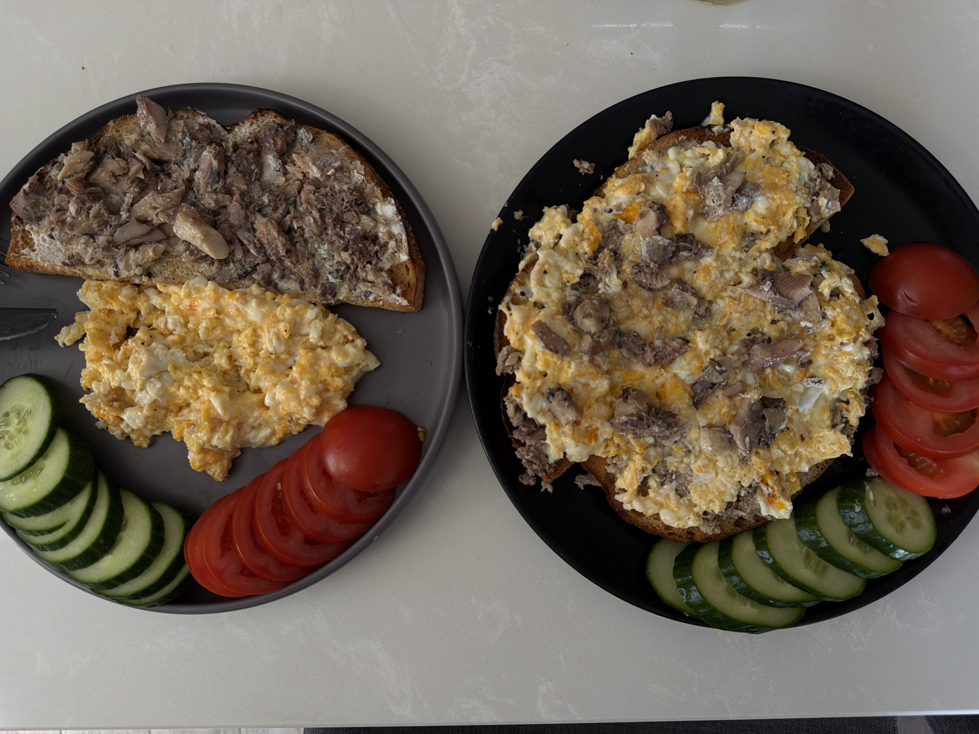 Breakfast being put together in a London kitchen