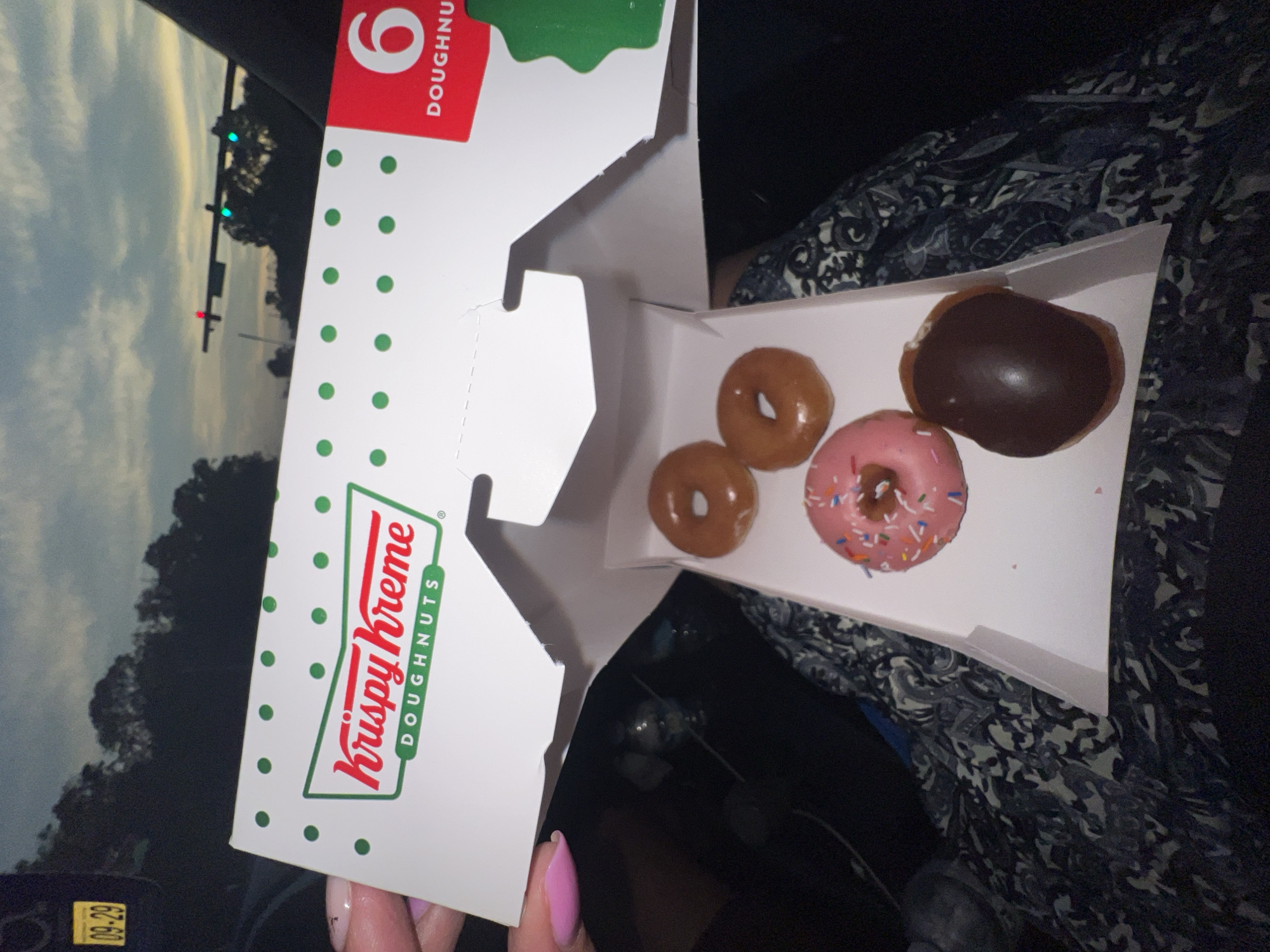 Krispy Kreme and a sunset sky in a Jacksonville suburb