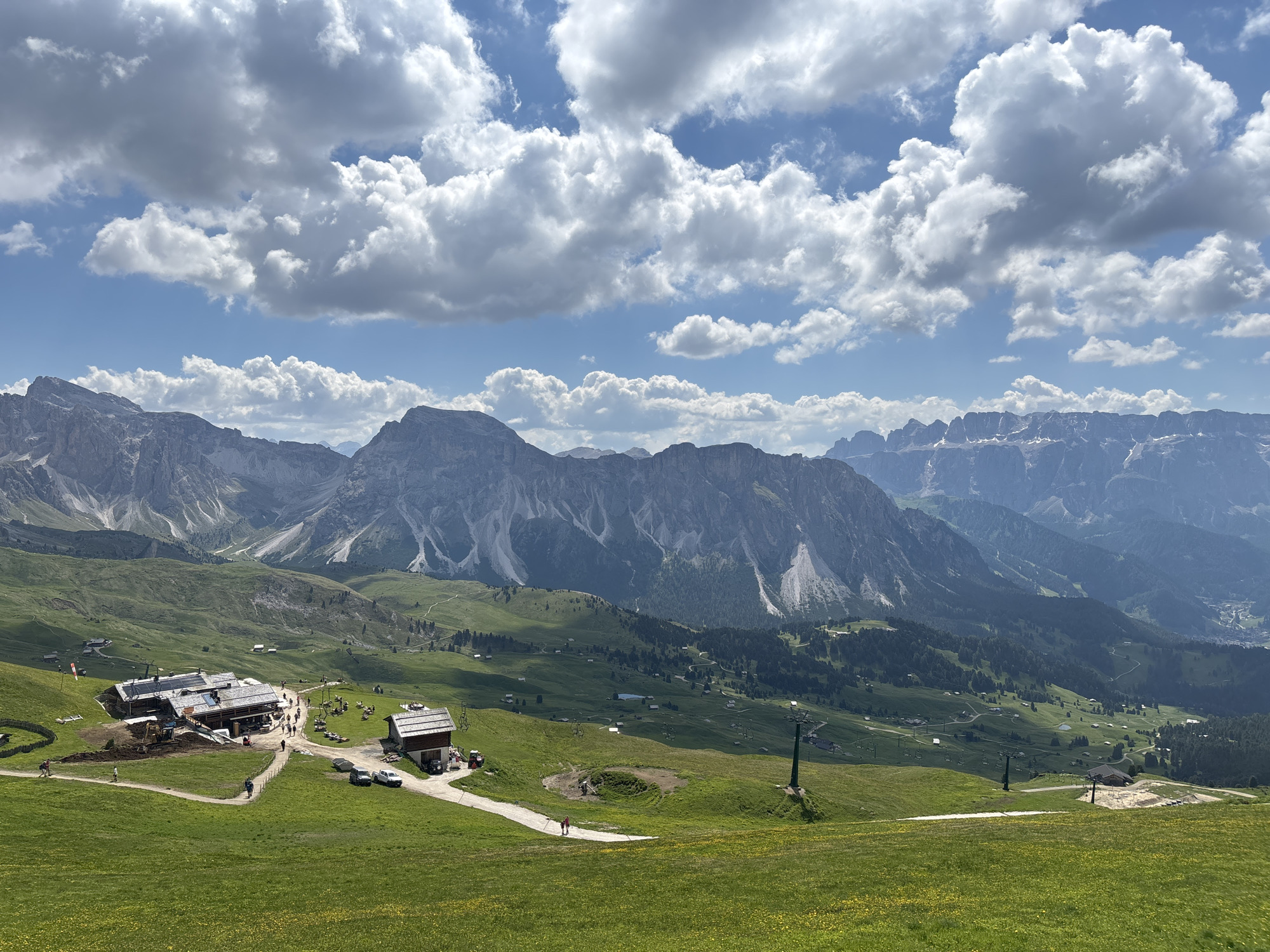 Summer morning at a Dolomites viewpoint above Santa Cristina Gherdëina