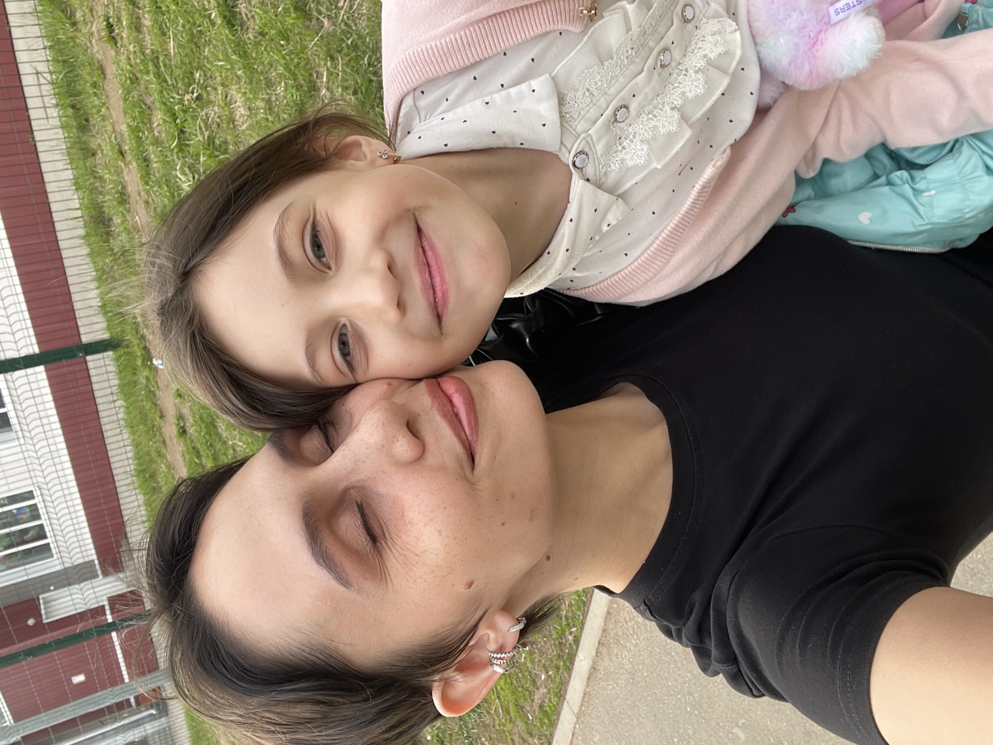 Mother and daughter enjoy quiet park moments in Izhevsk