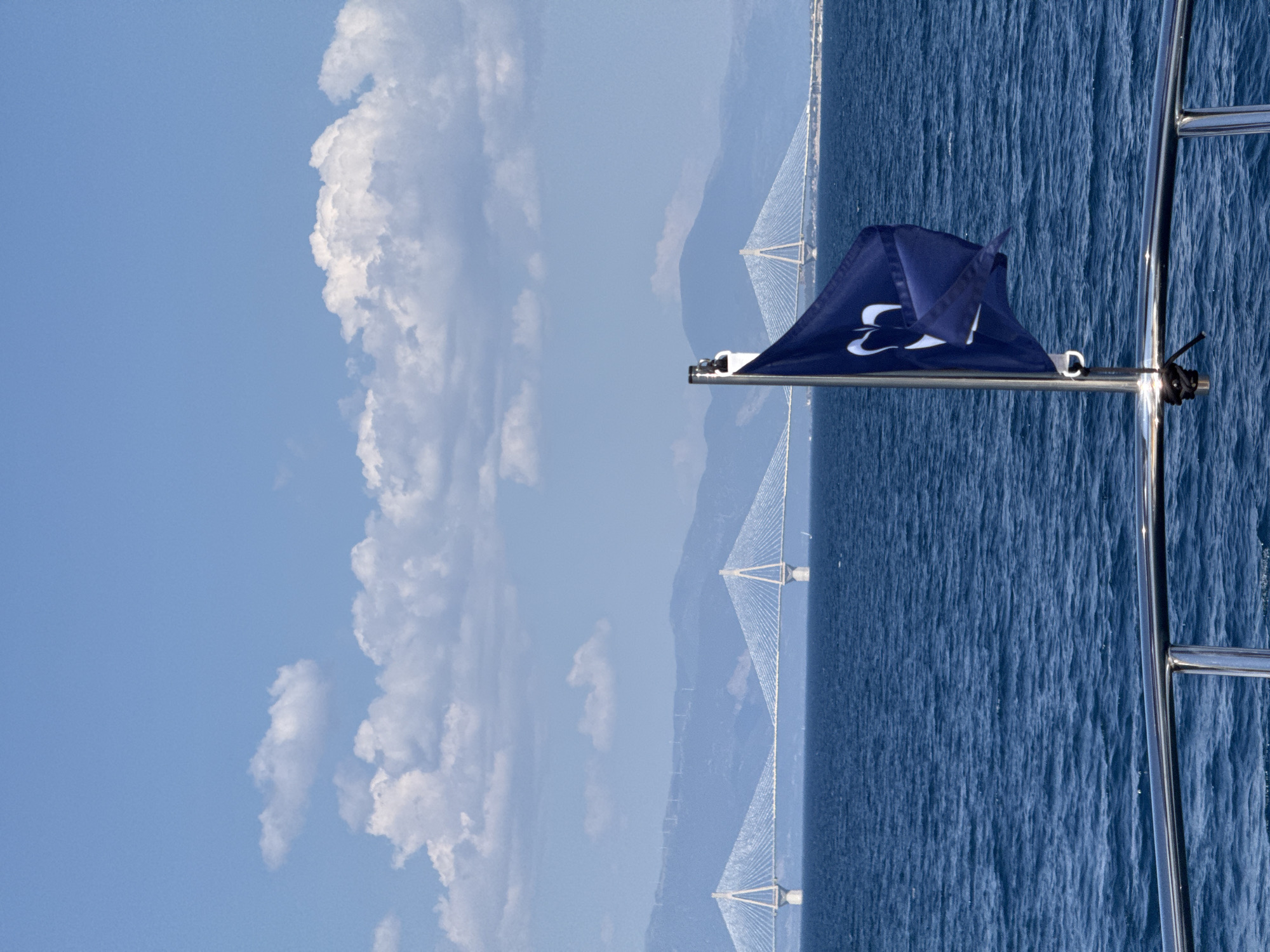 Rio-Antirrio Bridge seen from the water, Patras