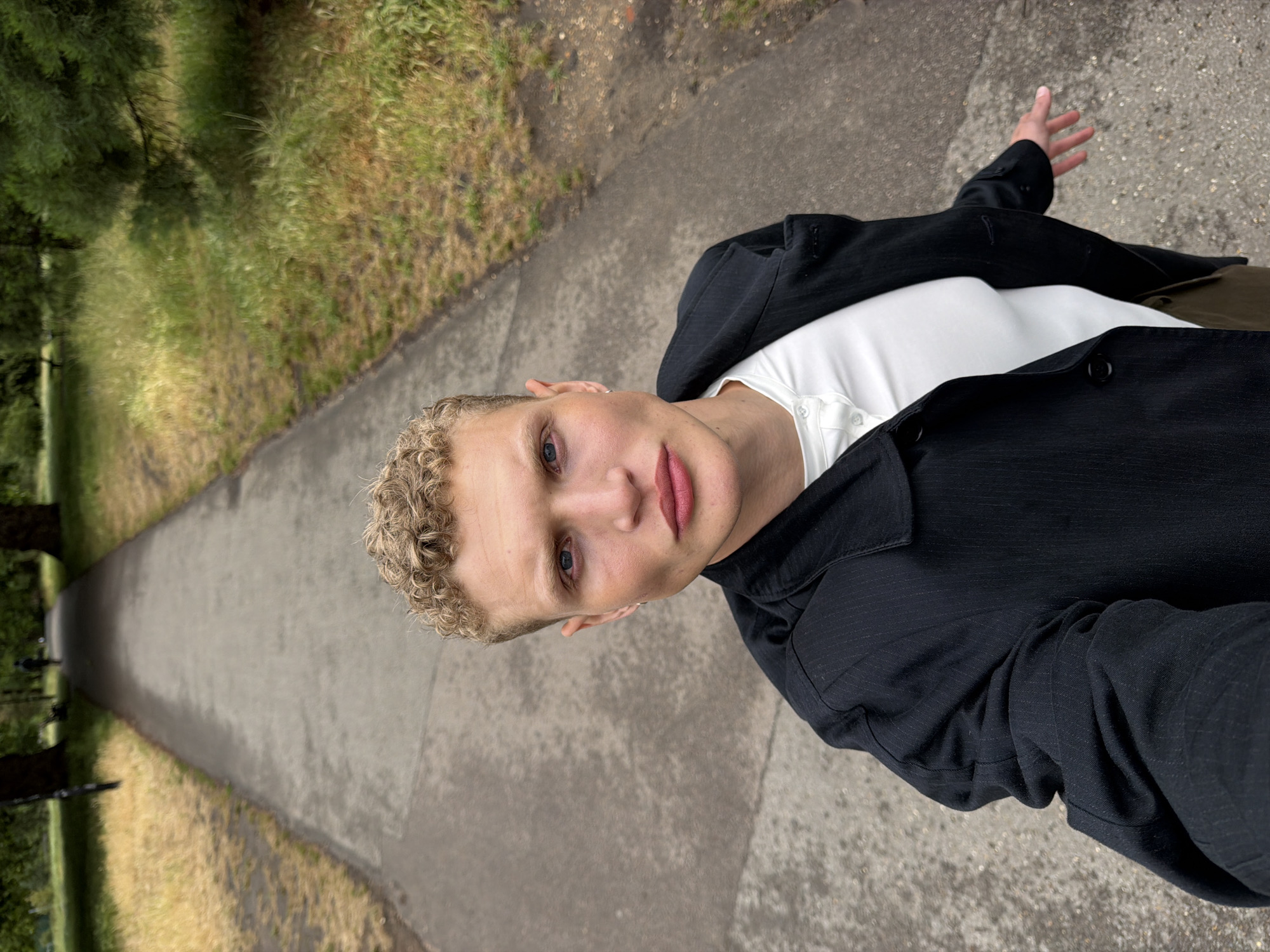 Photo shoot with blonde model in London park