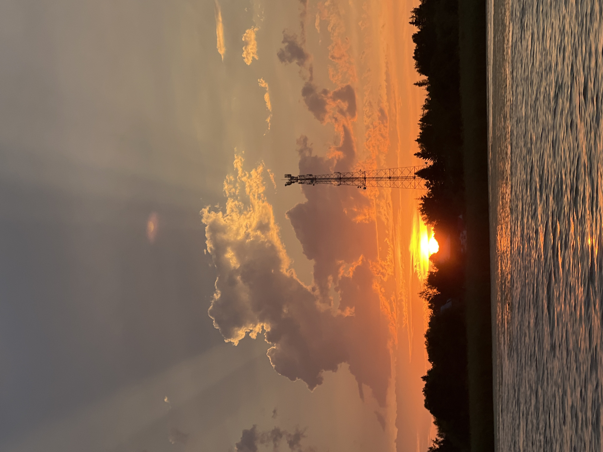 Sunset over the water in Novopichugovo, Russia