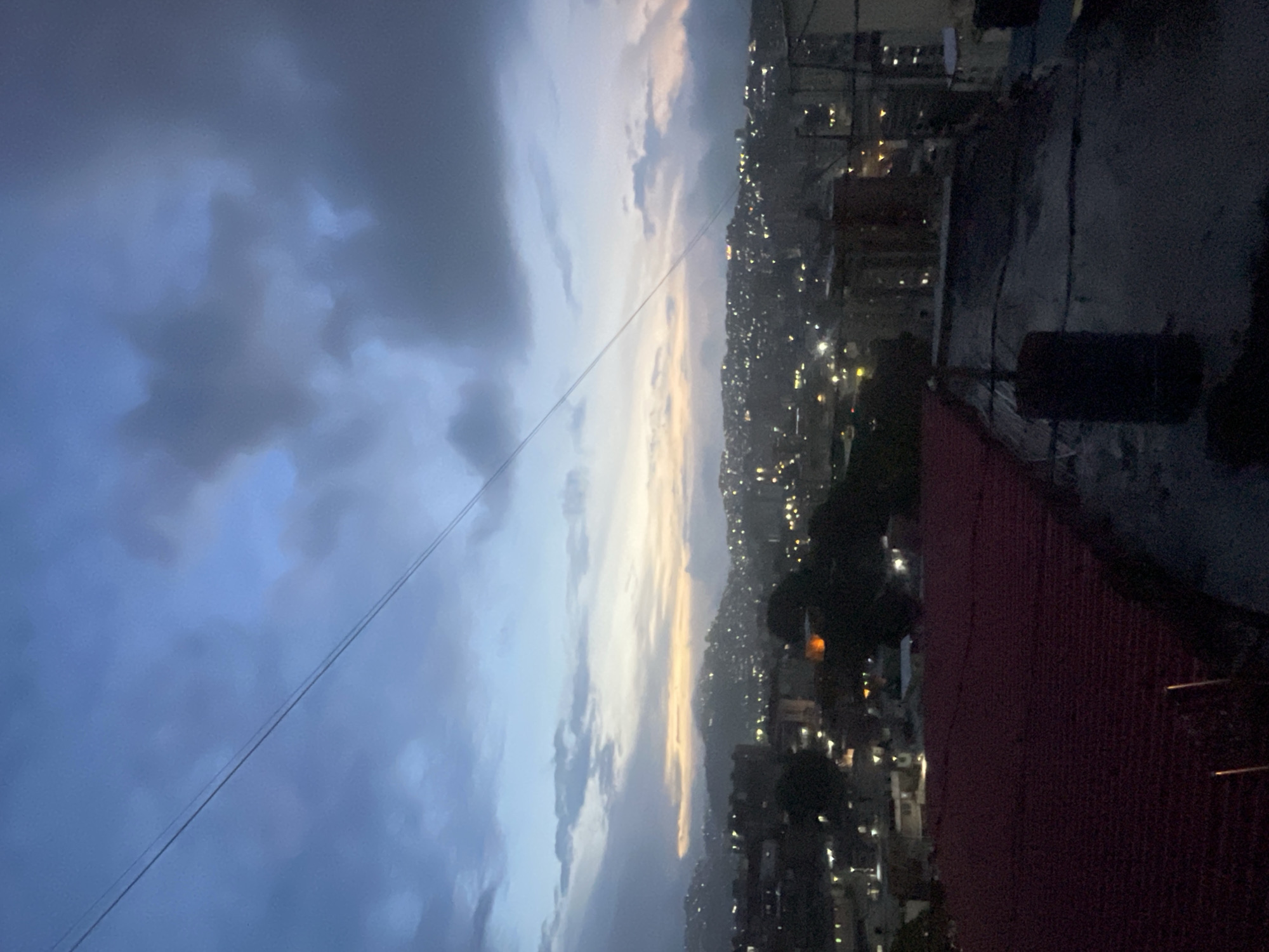 Caracas skyline observed during evening twilight from elevated position