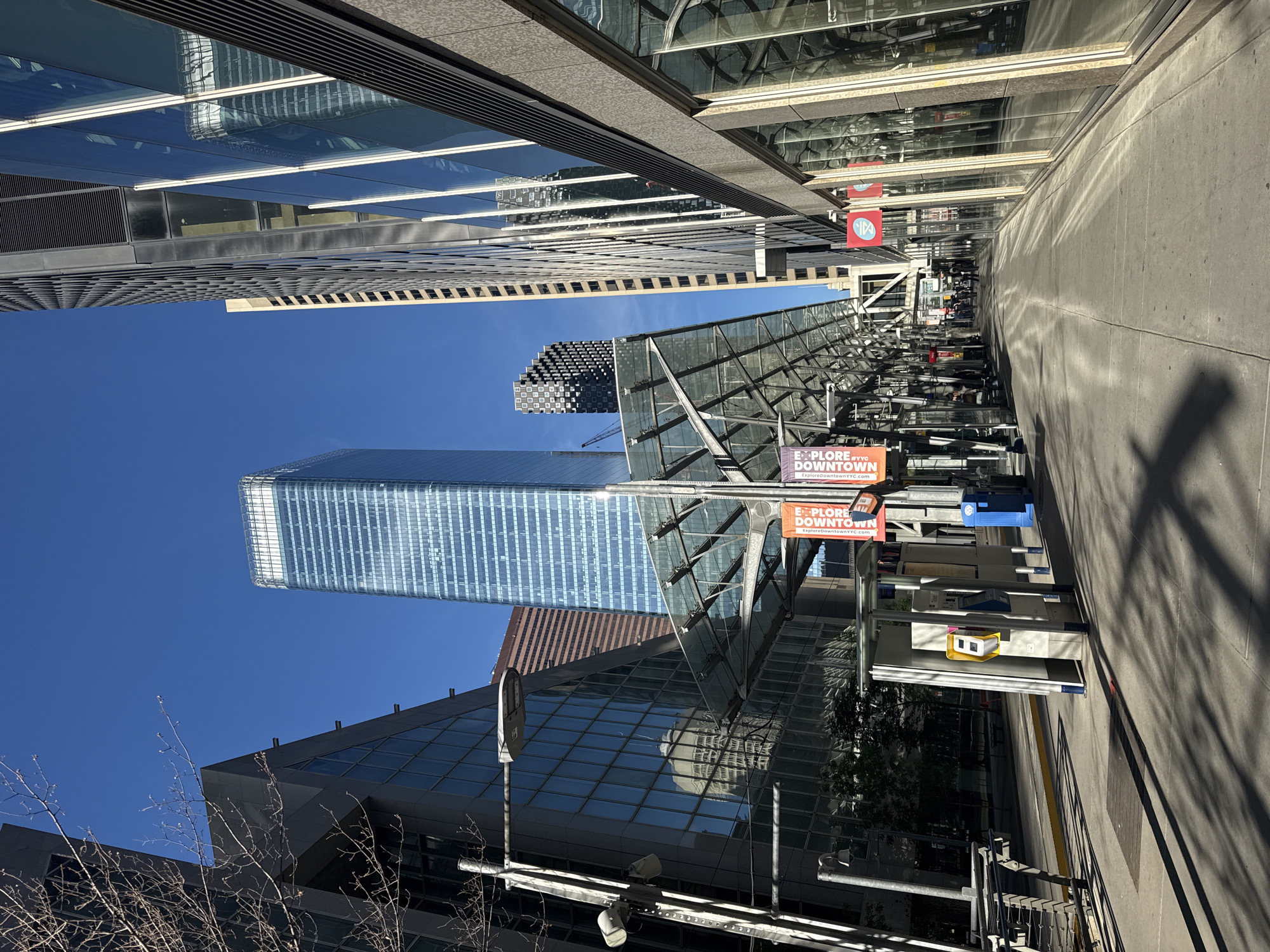 Downtown Calgary prepped for an outdoor event on a sunny day