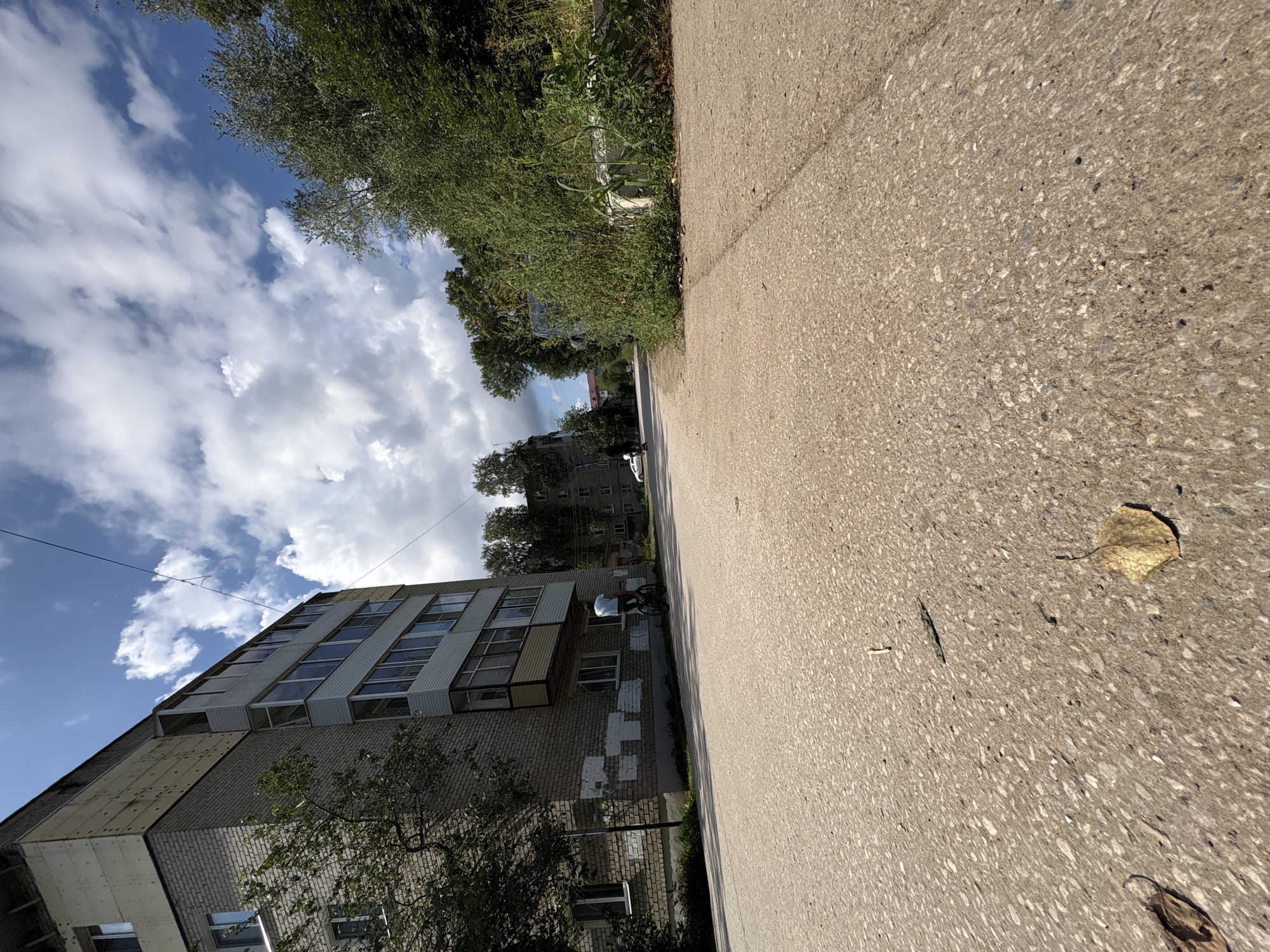 Quiet summer morning across Krasnokamsk streets and homes