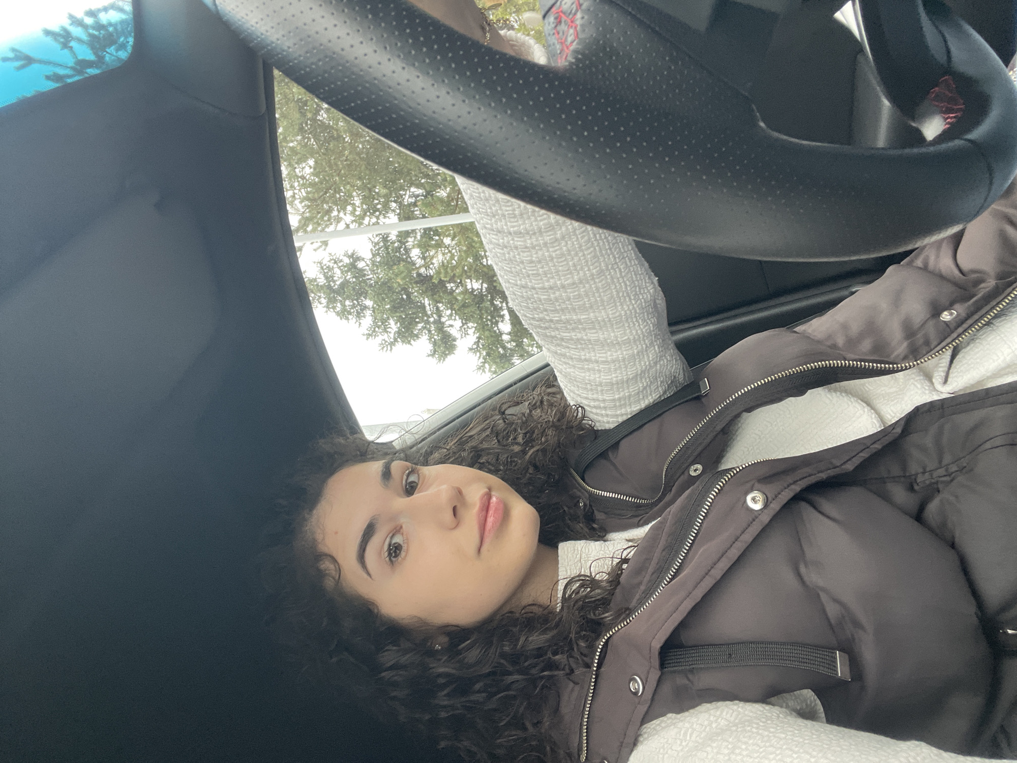 Woman photographed inside car in Sofia, Bulgaria early morning