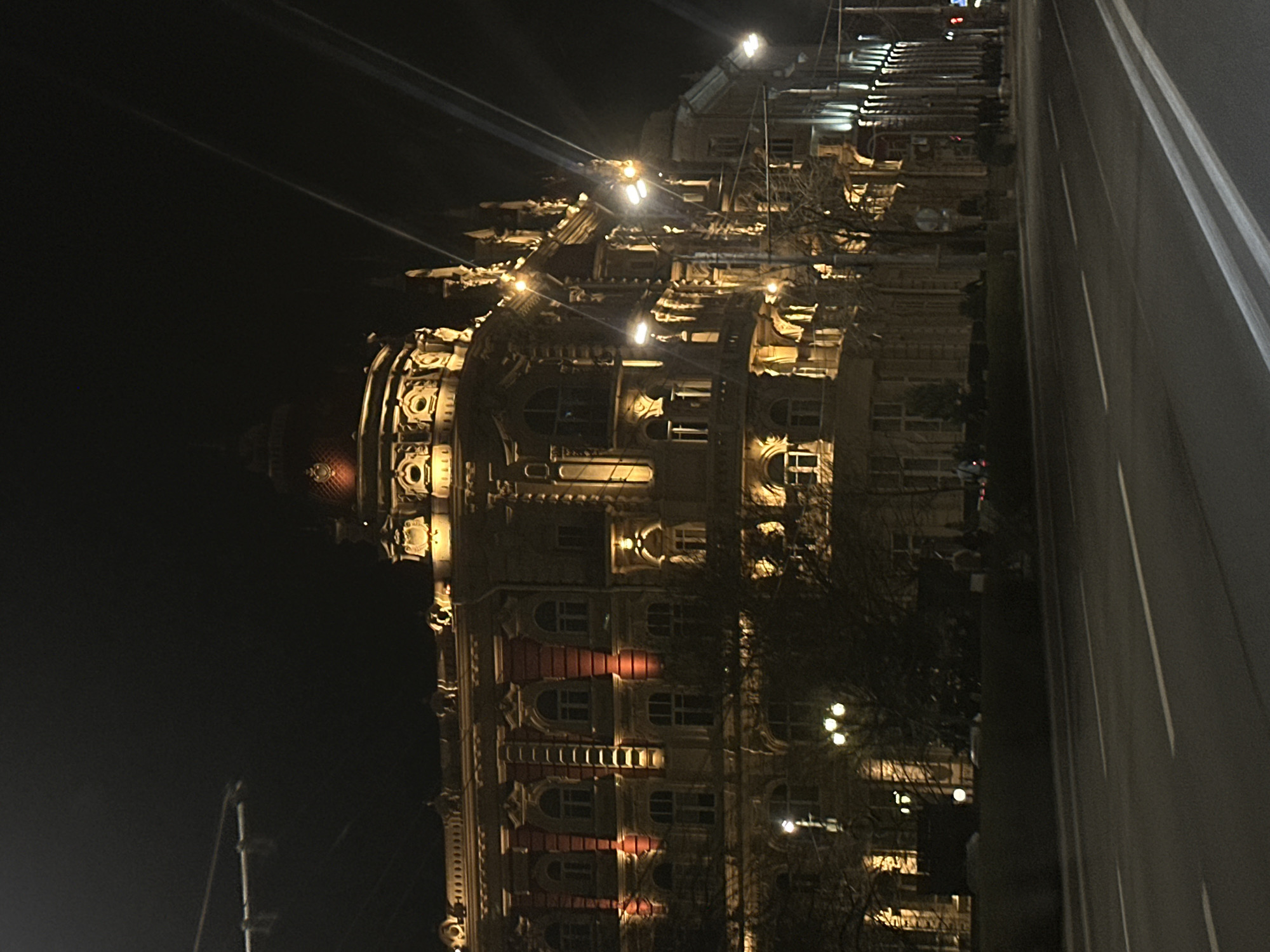 Taj Mahal Palace hotel photographed illuminated at night