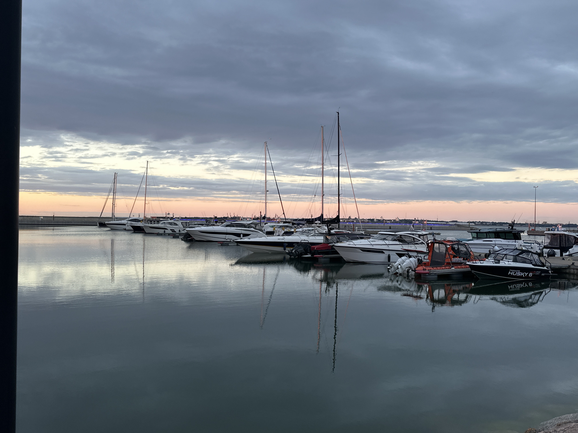 Dramatic summer sunset over Tallinn's marina