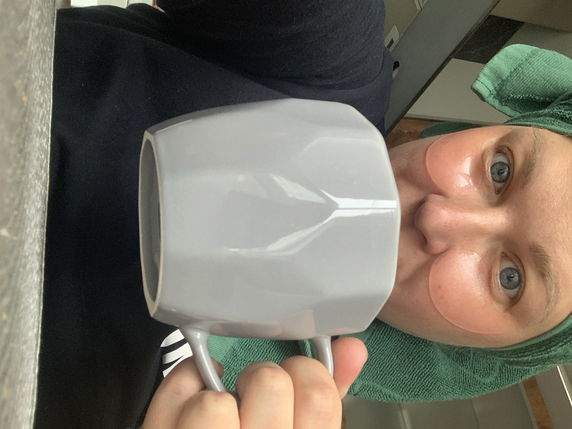 Morning skincare routine captured in Chaikovsky kitchen