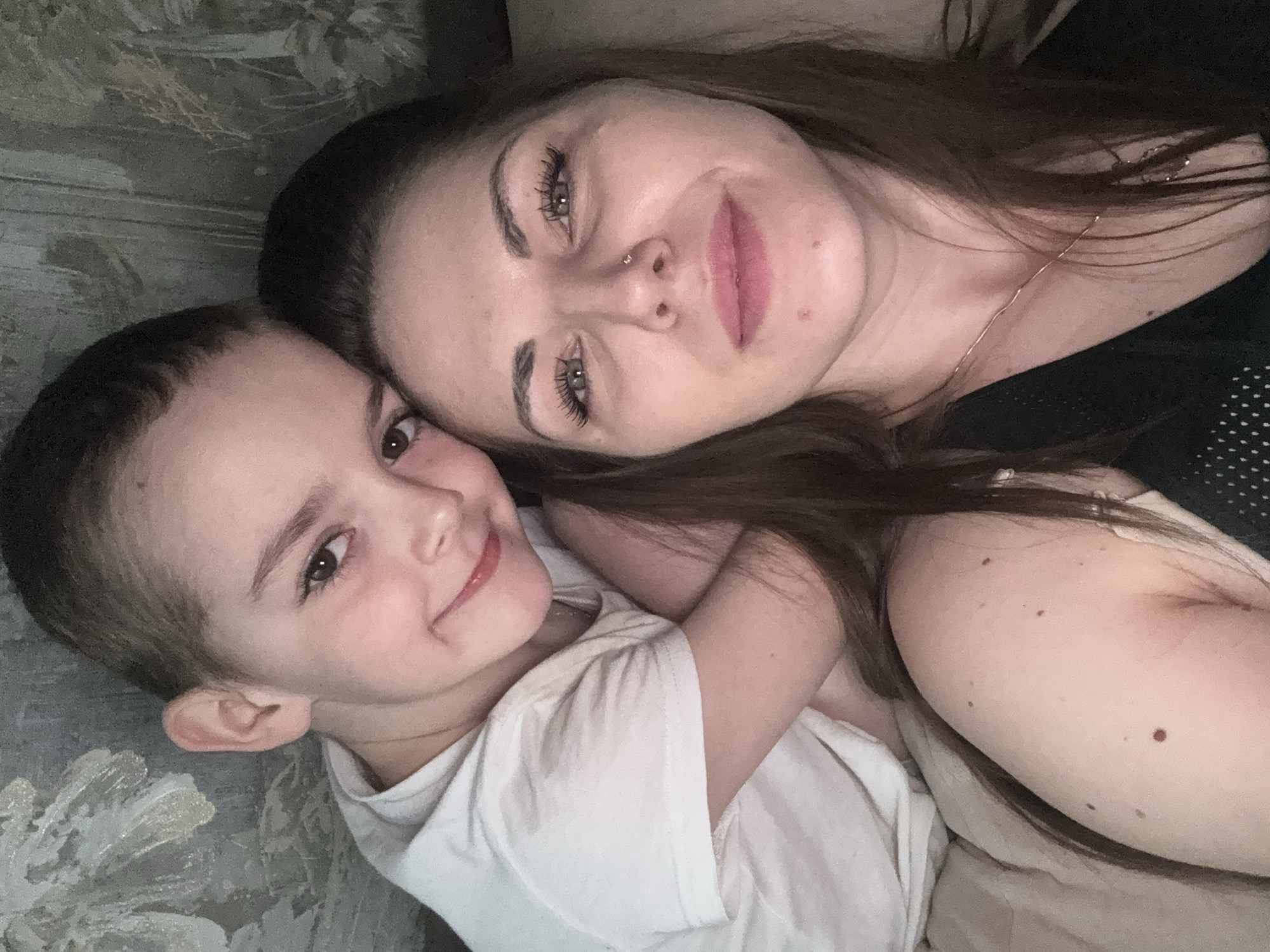Mother and child share quiet moments in Russian village