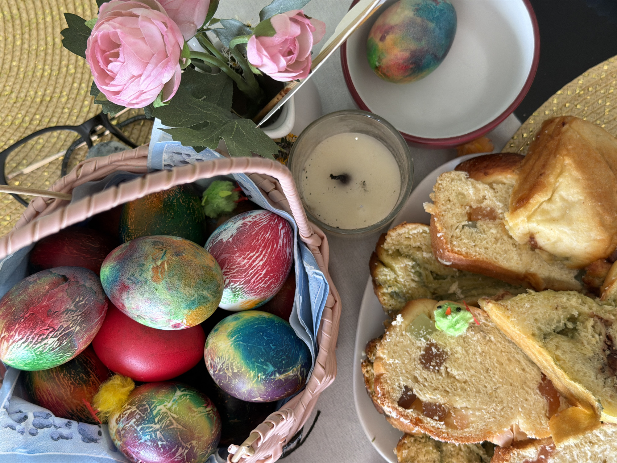 Easter celebration with decorated eggs observed in Bretton, UK