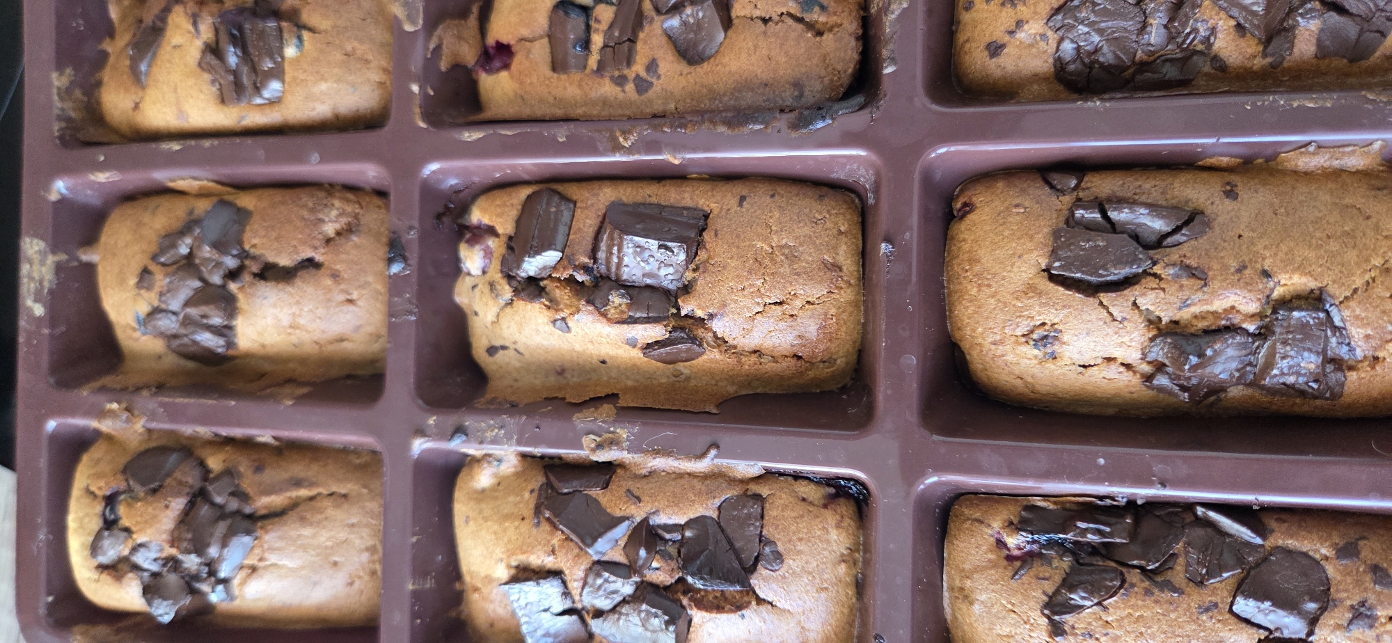 Homemade chocolate chunk muffins showing off in Strasbourg