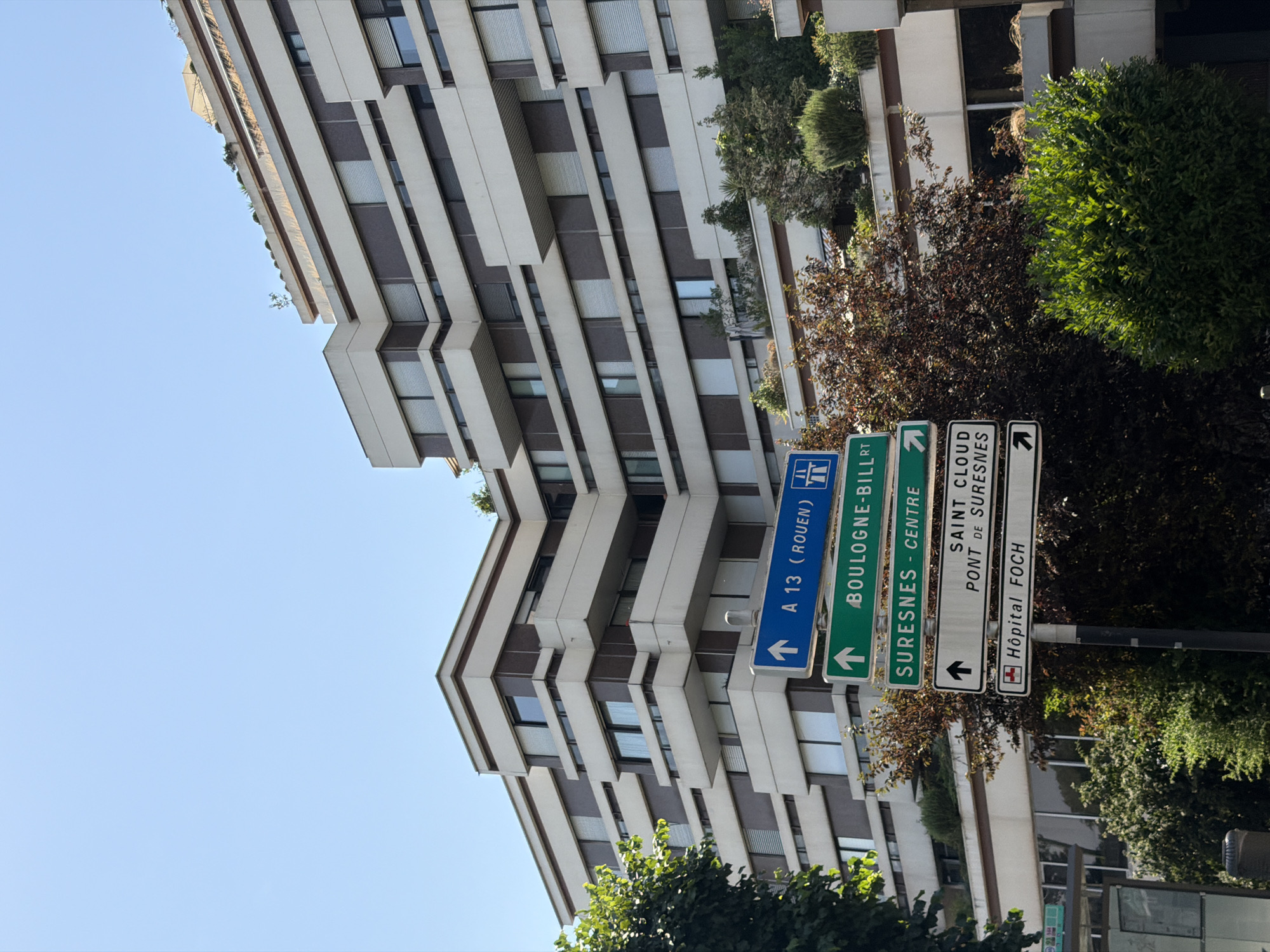 Modern architecture and street life in Suresnes, near Paris