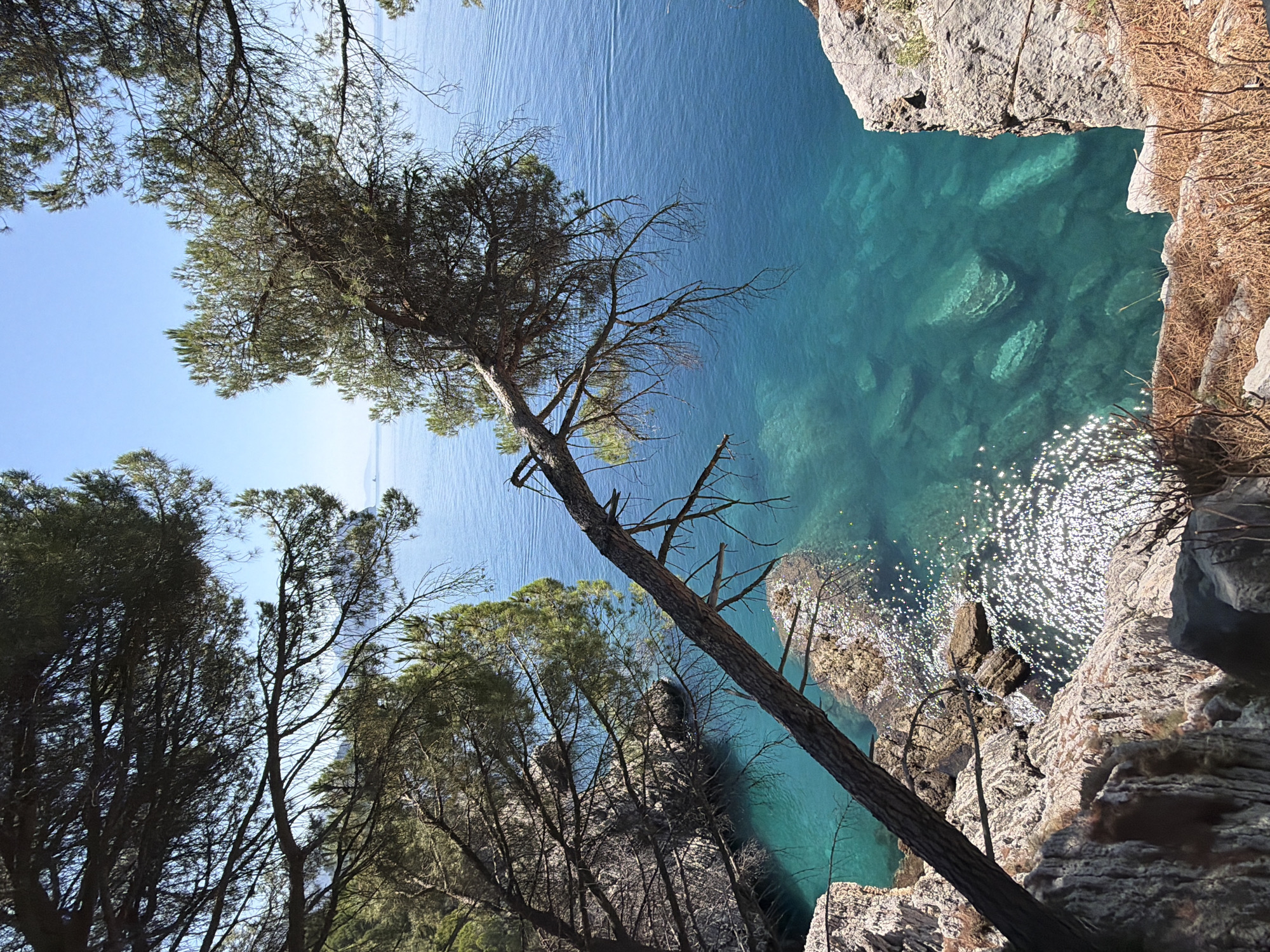 Swimming and diving at a secluded cove in Mirište, Montenegro