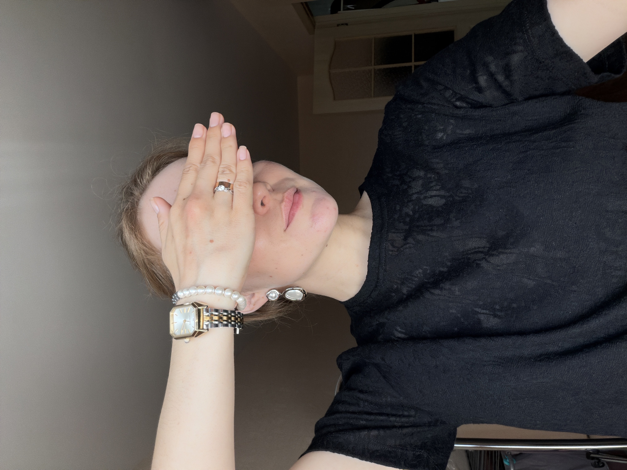 Watch close-up, sky through trees, and a covered face in Izhevsk