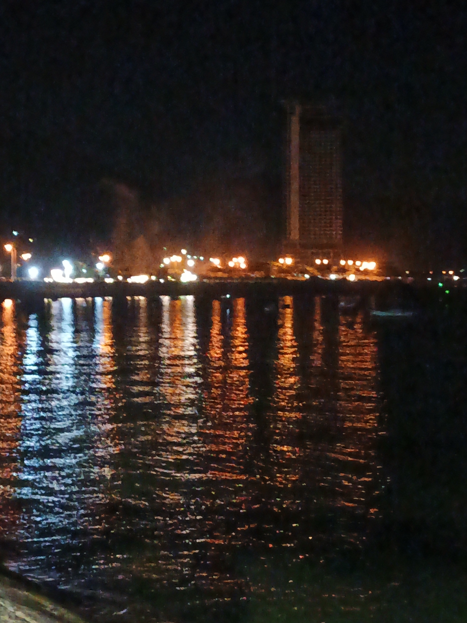 Nha Trang's north waterfront lit up after dark