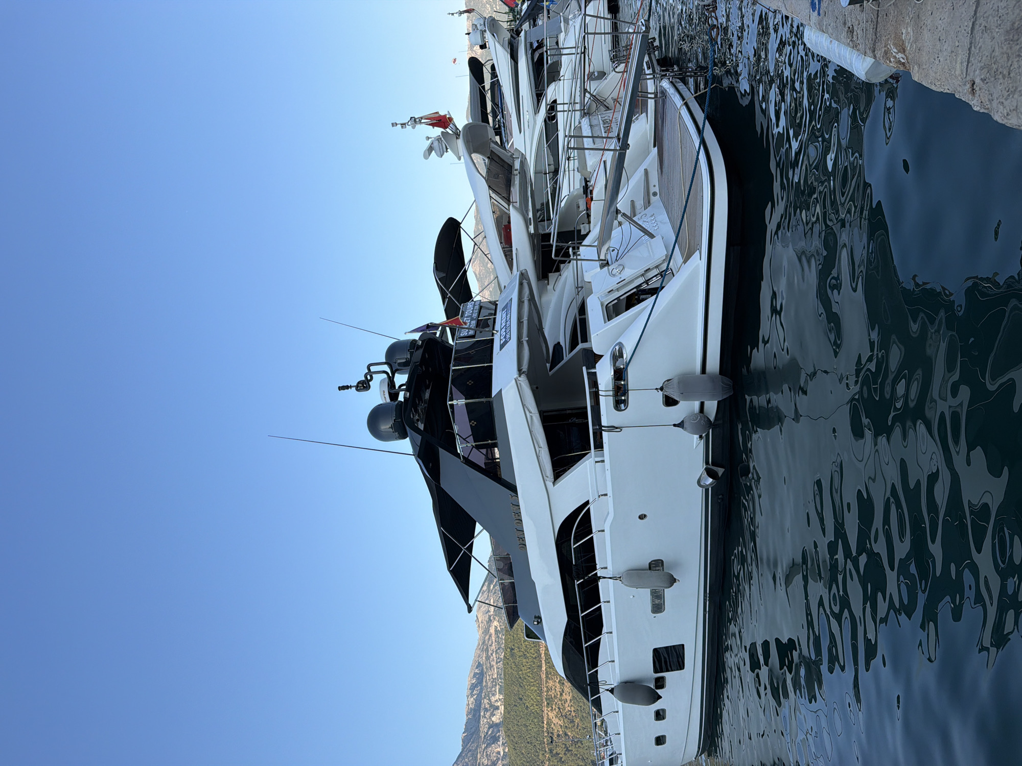 Luxury yachts docked at Budva marina on a clear afternoon