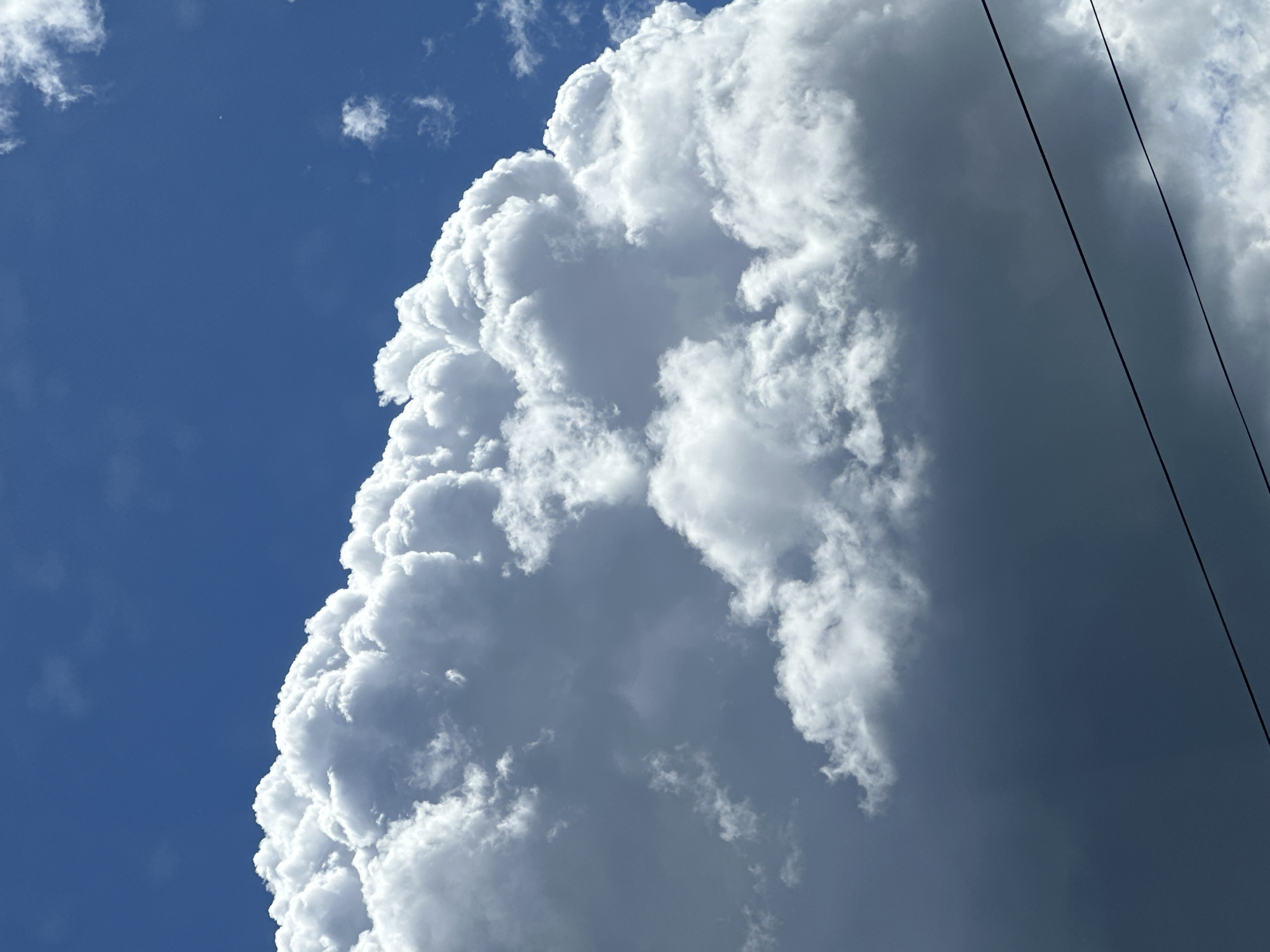 Morning observations: dramatic clouds and yawning cat witnessed