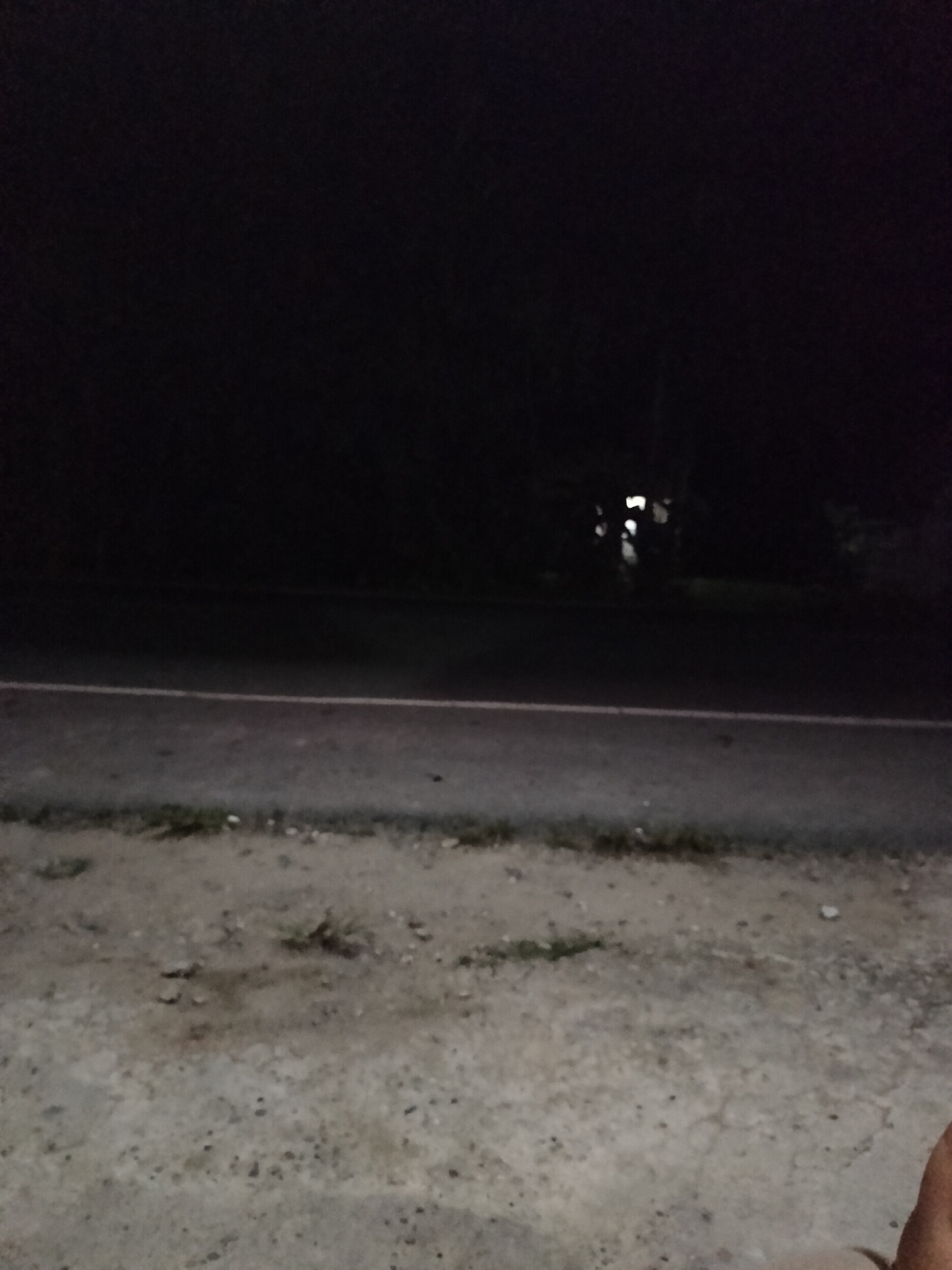Night road and blooming bougainvillea in rural Rantopanjang