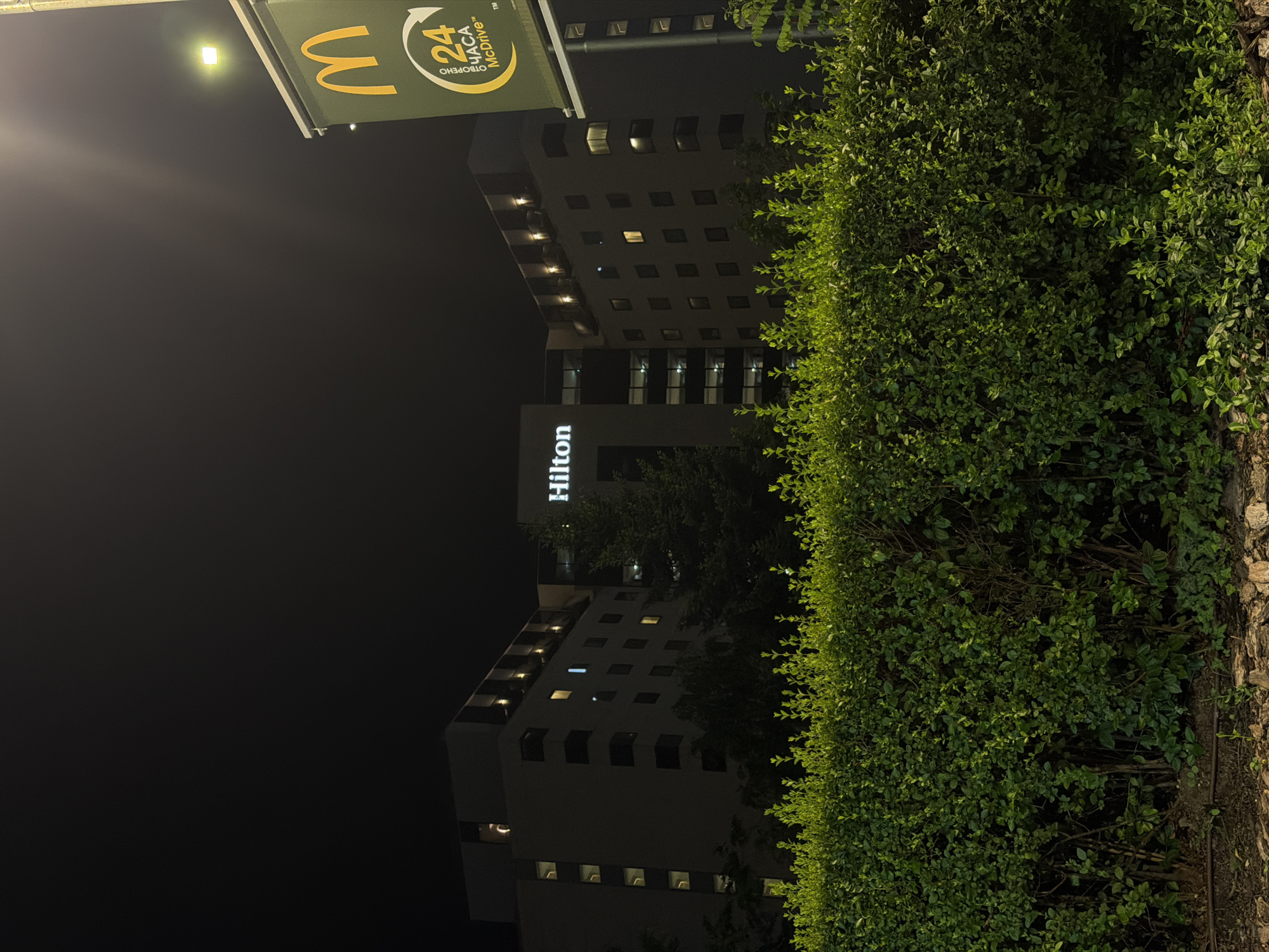 Nighttime commercial district activity documented in Sofia, Bulgaria