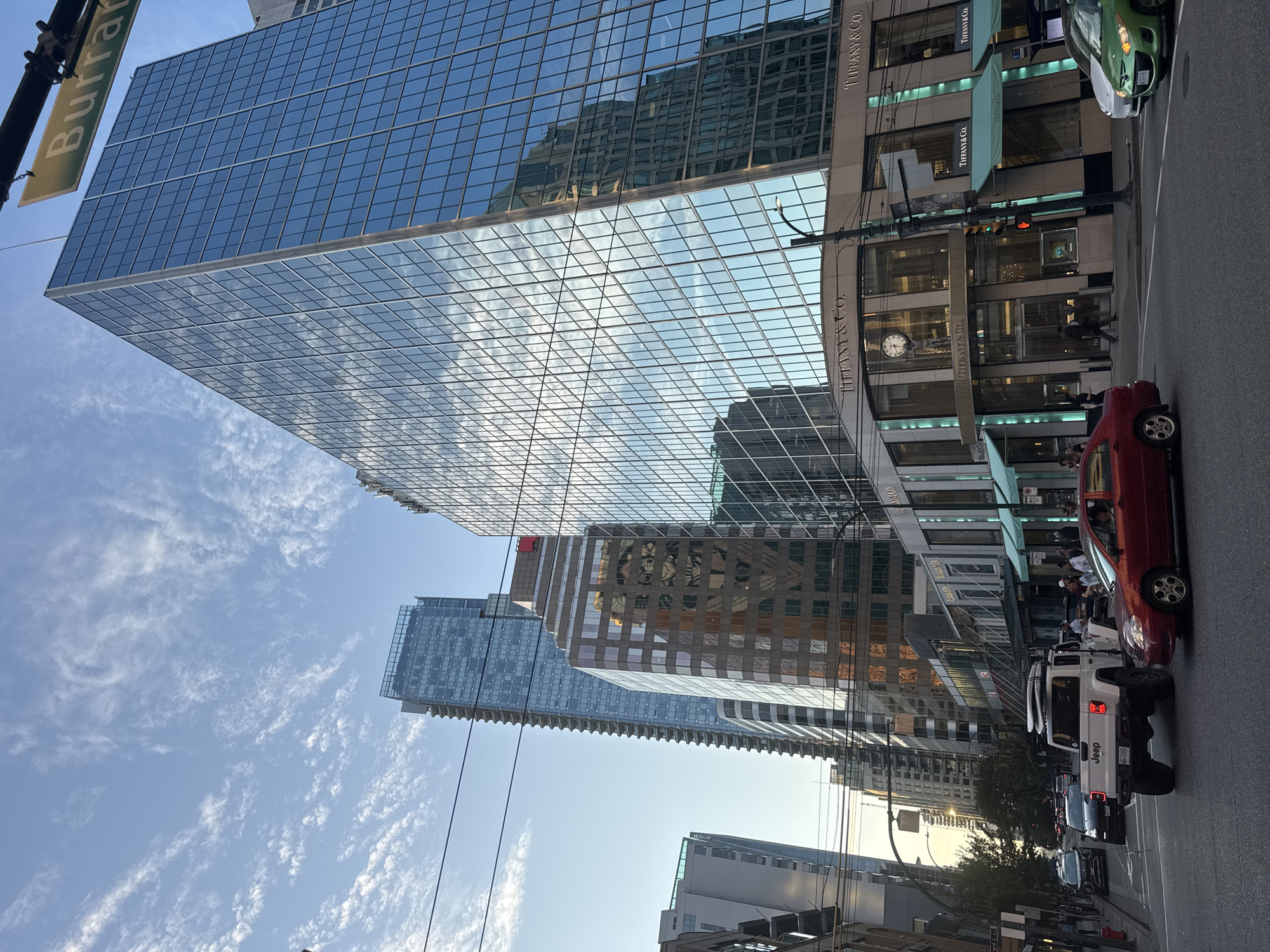 Downtown Vancouver evening: streets, a floral soccer ball, and city life